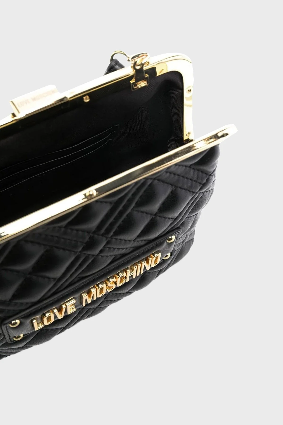 Love Moschino Logolu Çıkarılabilir Zincir Askılı Kapitone Bayan Çanta JC4011PP1GLA0000 SİYAH - 4