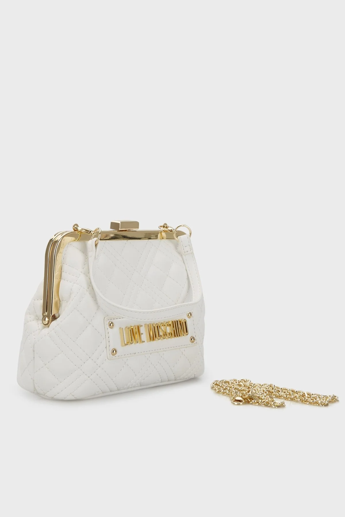 Love Moschino Logolu Çıkarılabilir Zincir Askılı Kapitone Bayan Çanta JC4011PP1GLA0120 BEYAZ - 2