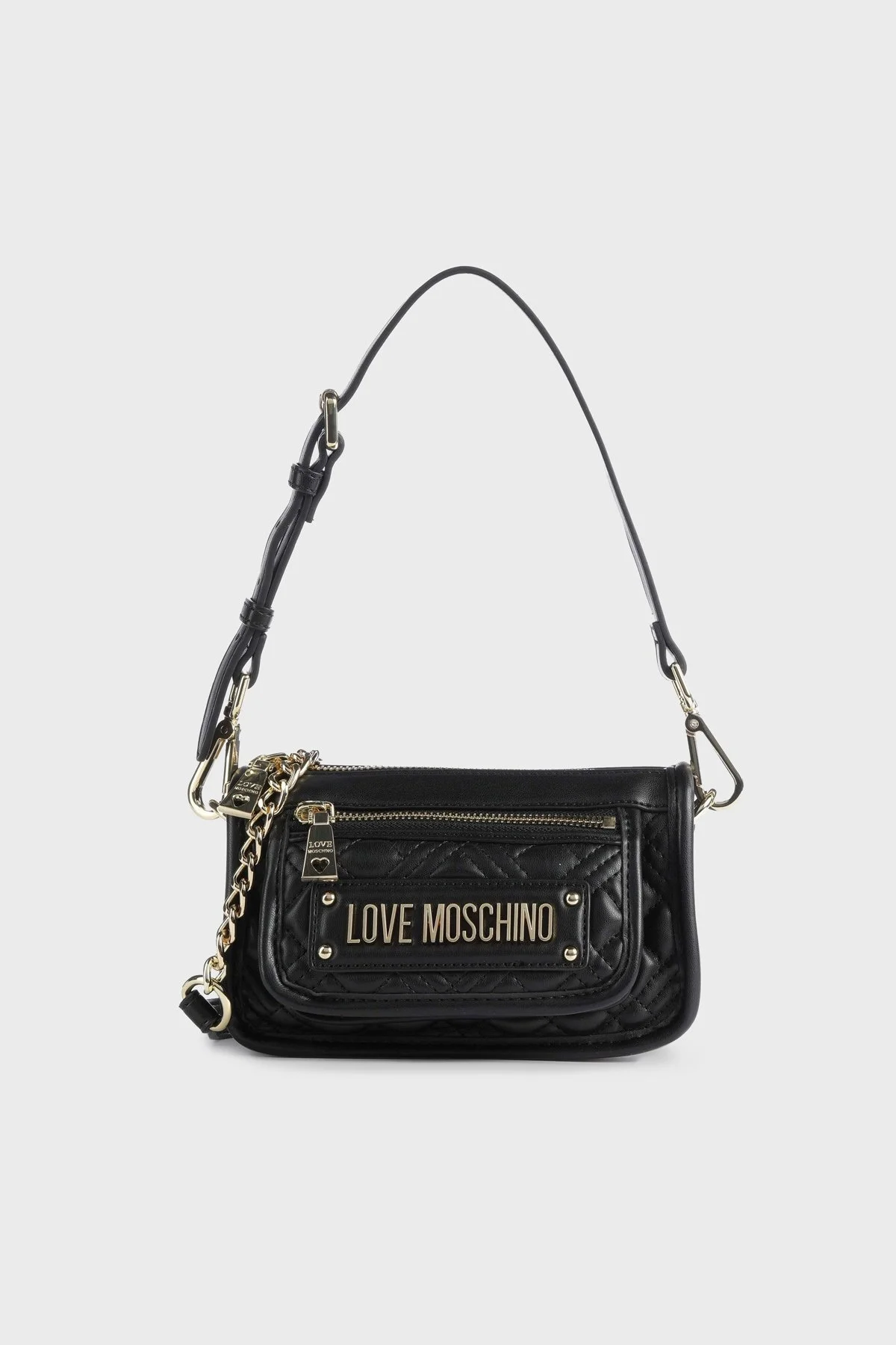Love Moschino Logolu Çıkarılabilir Zincir Askılı Kapitone Bayan Çanta JC4250PP0GLA0000 SİYAH - 1