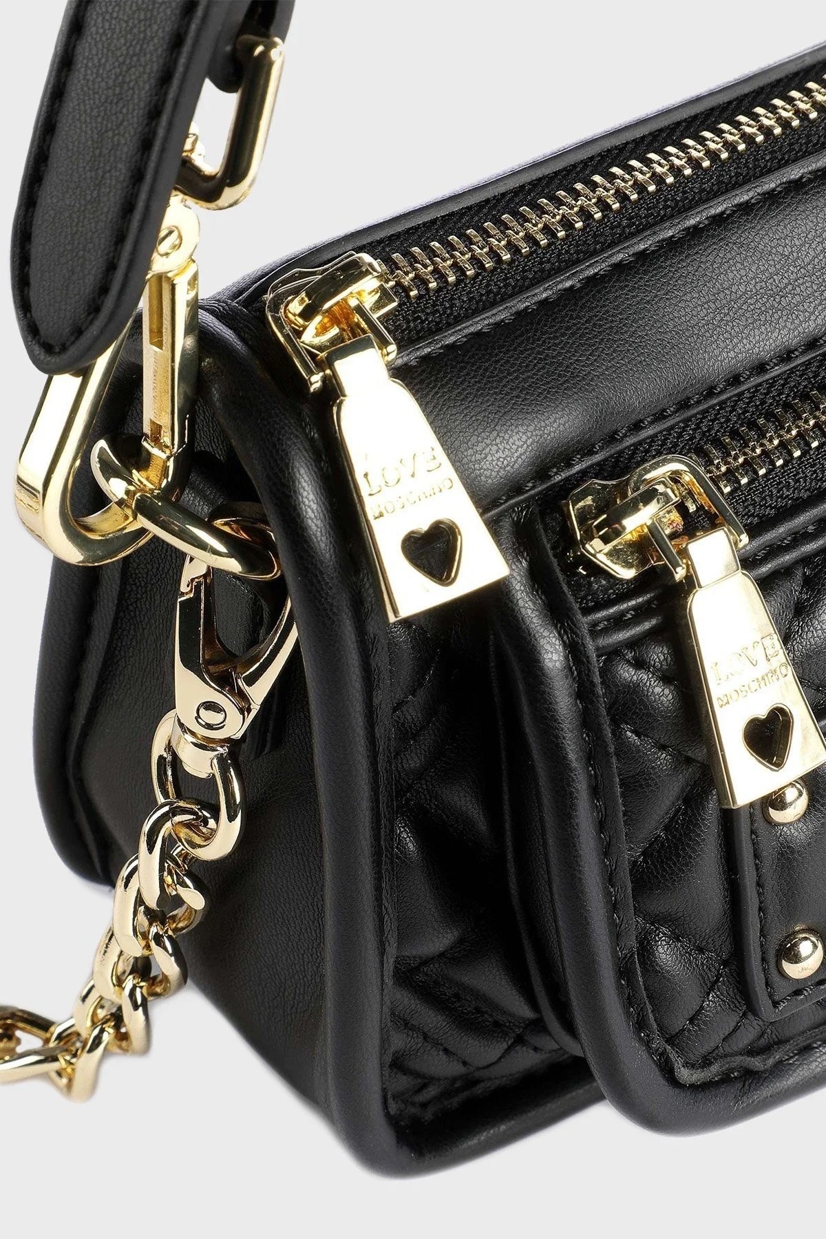 Love Moschino Logolu Çıkarılabilir Zincir Askılı Kapitone Bayan Çanta JC4250PP0GLA0000 SİYAH - 5