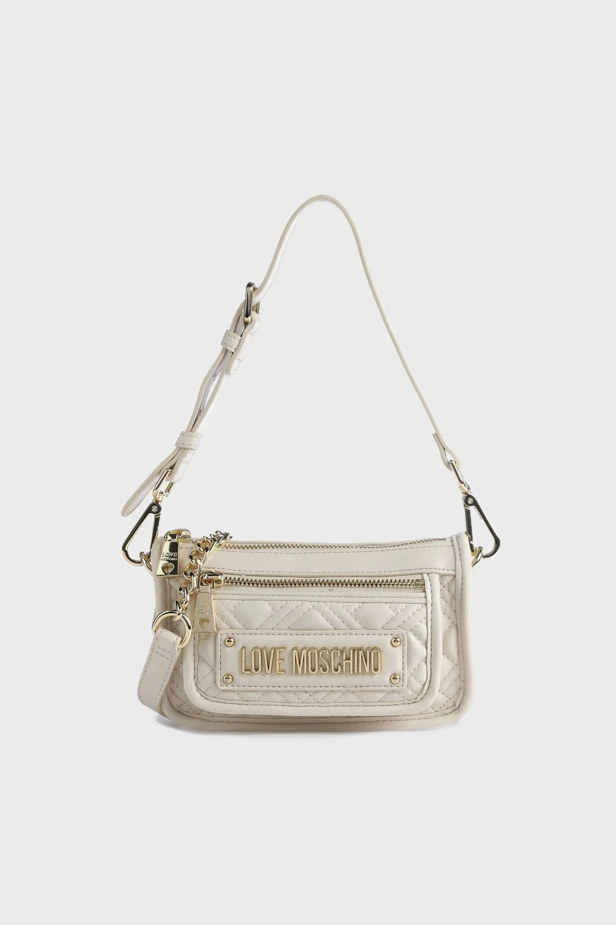 Love Moschino Logolu Çıkarılabilir Zincir Askılı Kapitone Bayan Çanta JC4250PP0GLA0103 BEJ - 1