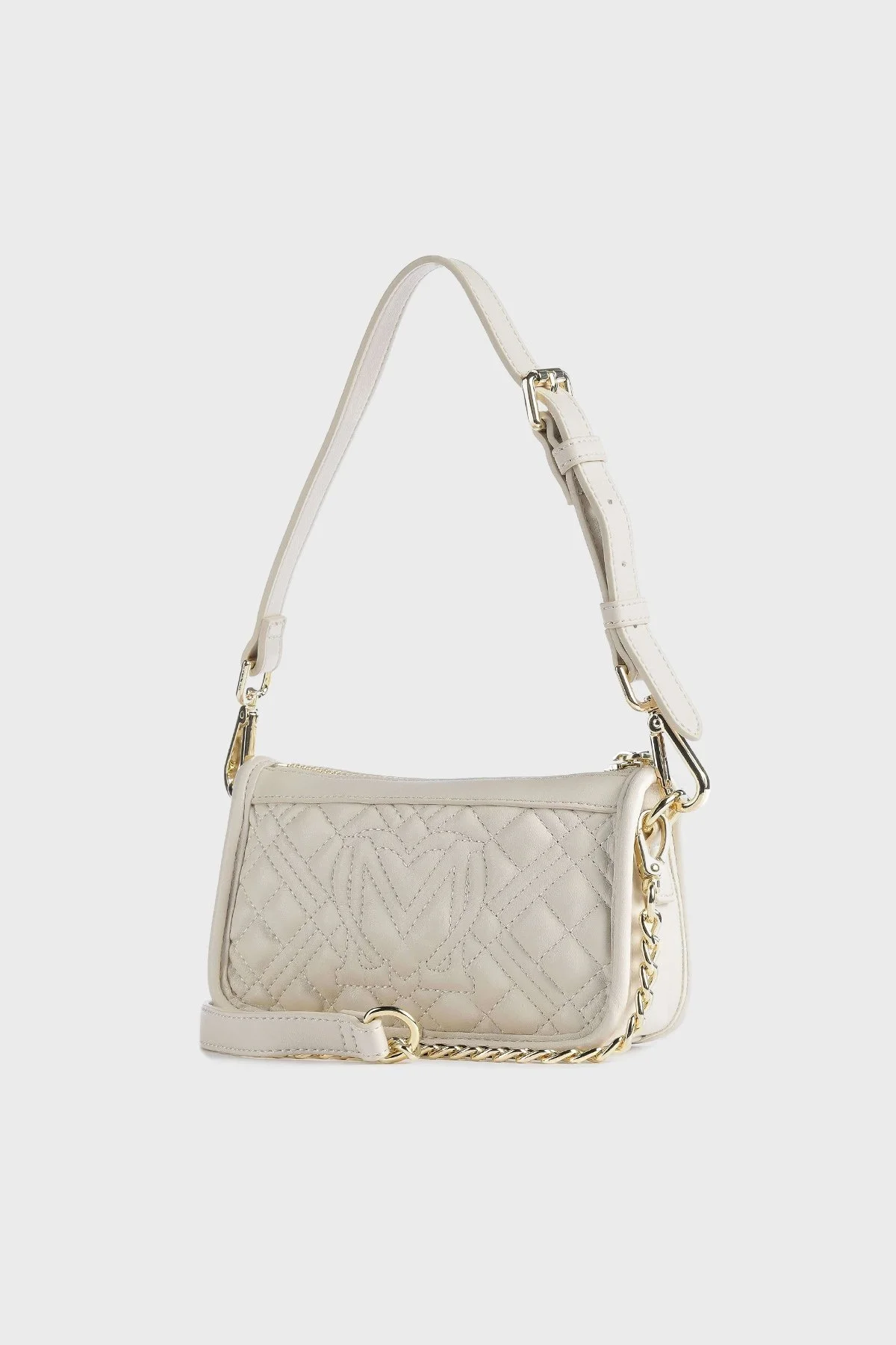 Love Moschino Logolu Çıkarılabilir Zincir Askılı Kapitone Bayan Çanta JC4250PP0GLA0103 BEJ - 2