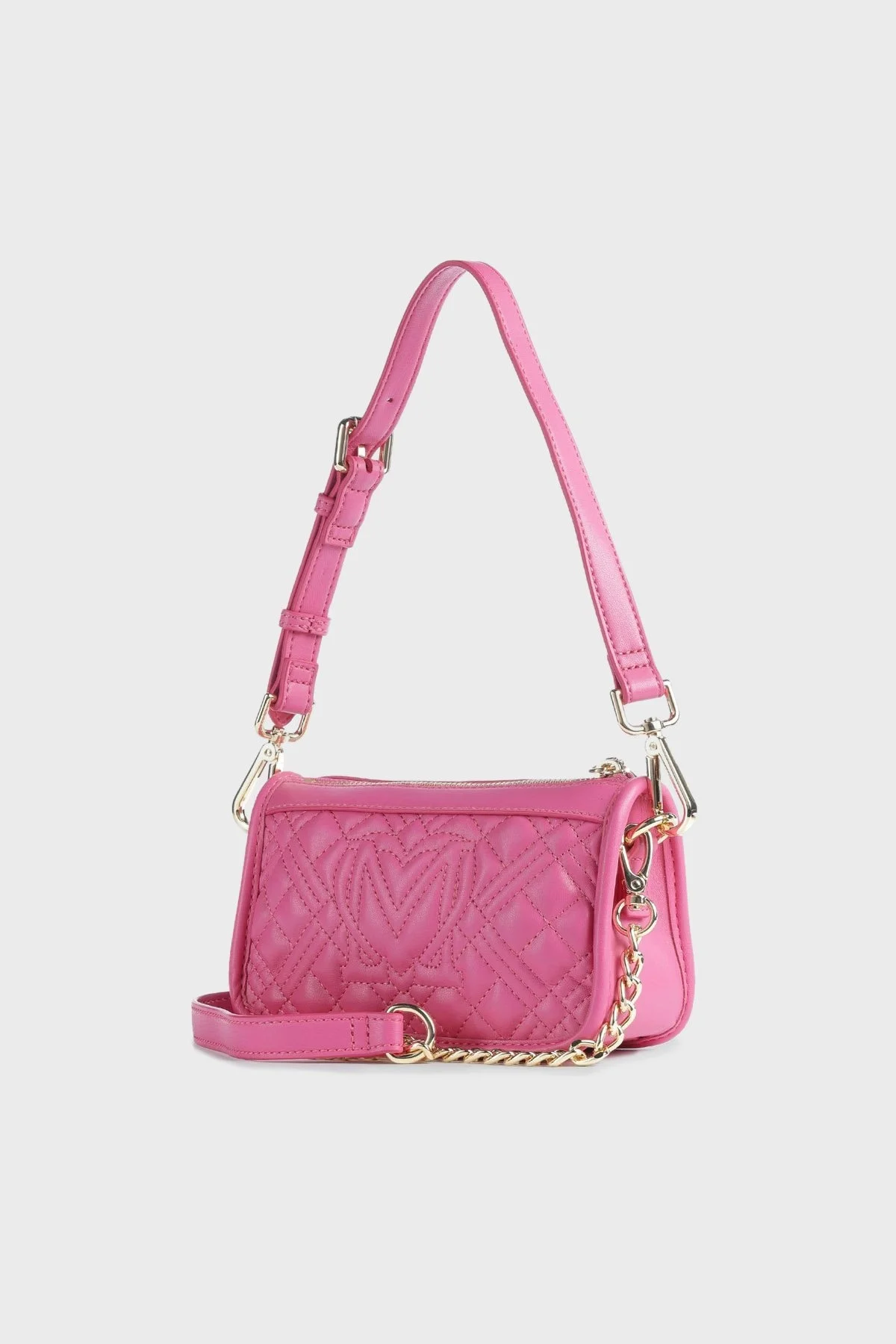 Love Moschino Logolu Çıkarılabilir Zincir Askılı Kapitone Bayan Çanta JC4250PP0GLA0604 FUŞYA - 2