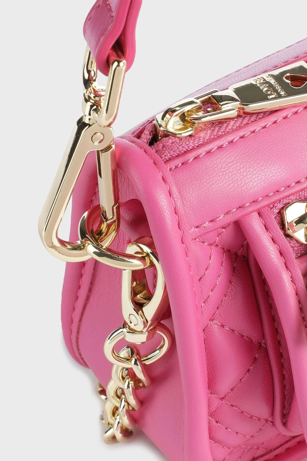 Love Moschino Logolu Çıkarılabilir Zincir Askılı Kapitone Bayan Çanta JC4250PP0GLA0604 FUŞYA - 4
