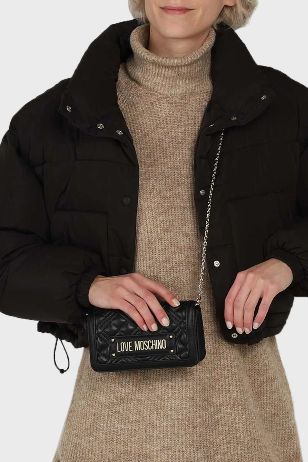 Love Moschino Logolu Çıkarılabilir Zincir Askılı Mini Bayan Çanta JC5681PP1GLA0000 SİYAH - 2