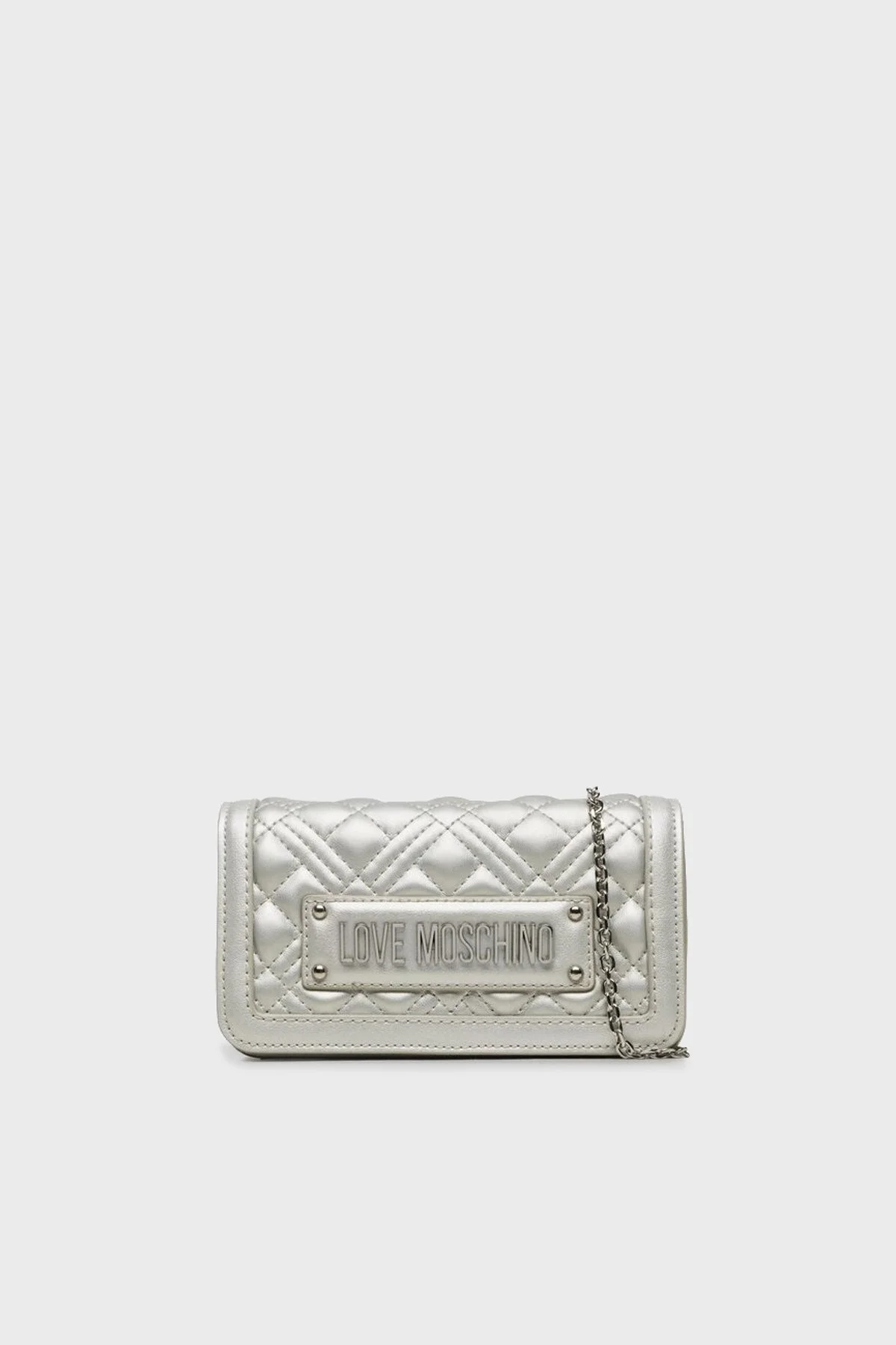 Love Moschino Logolu Çıkarılabilir Zincir Askılı Mini Bayan Çanta JC5681PP1GLA0902 GÜMÜŞ - 1
