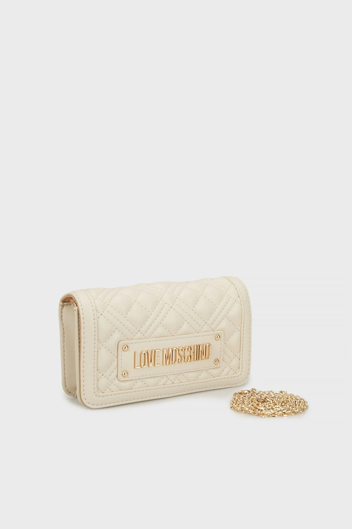 Love Moschino Logolu Çıkarılabilir Zincir Askılı Portföy Bayan Cüzdan JC5681PP1NLA0110 BEJ - 4