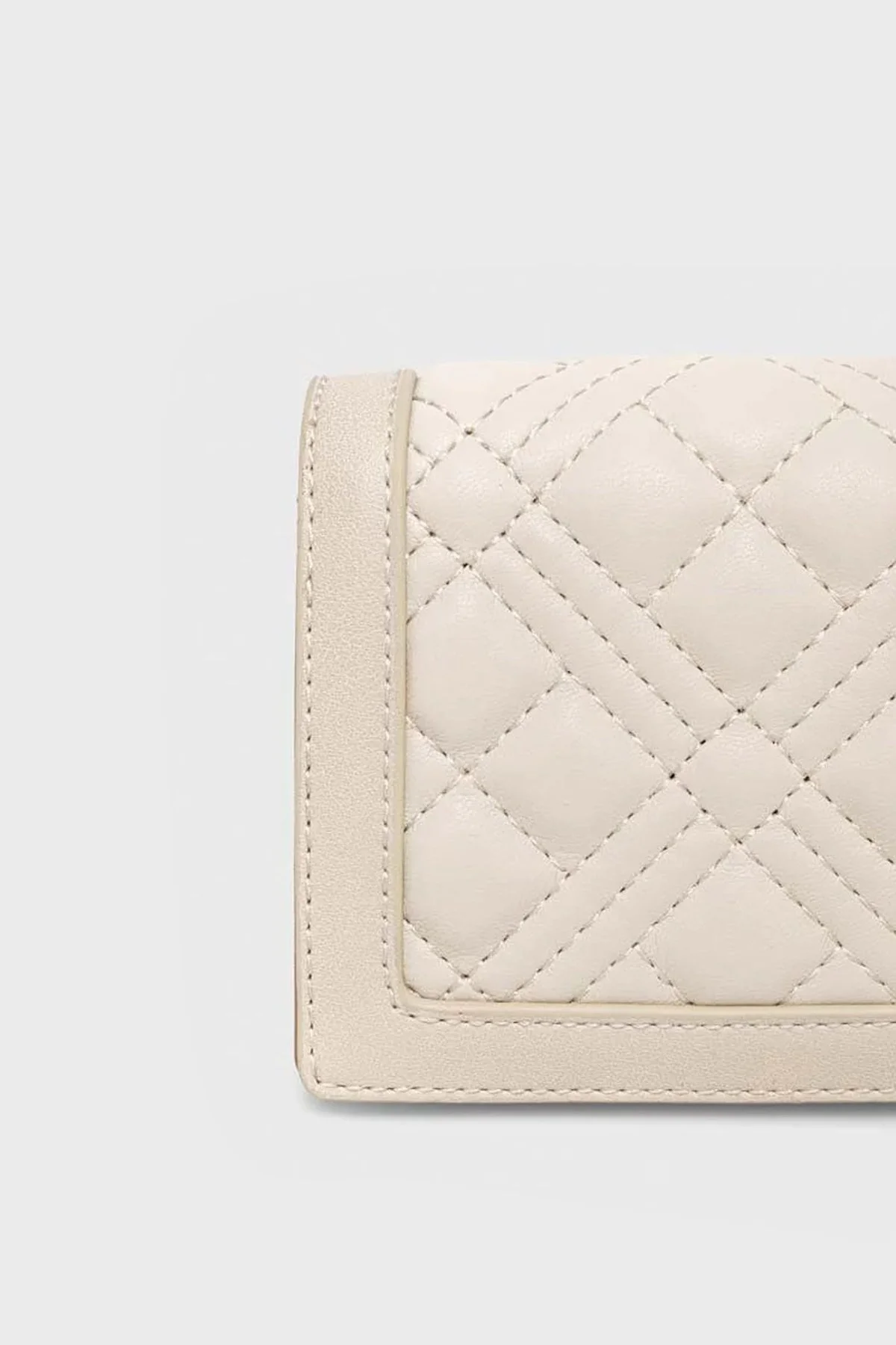 Love Moschino Logolu Çok Bölmeli Kapitone Bayan Cüzdan JC5601PP0GLA0103 EKRU - 4