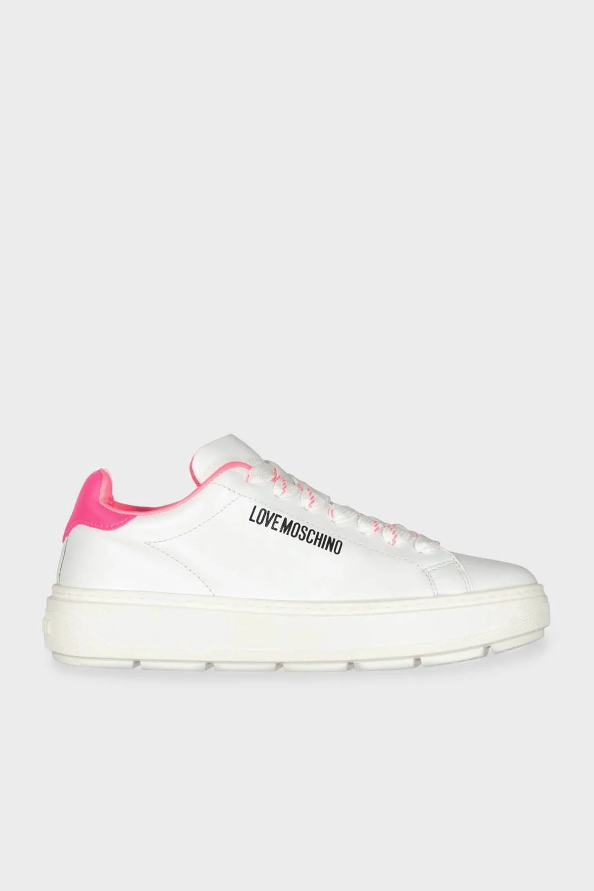 Love Moschino Logolu Deri Sneaker Bayan Ayakkabı JA15374G1GIA410A Beyaz-Fuşya - 1