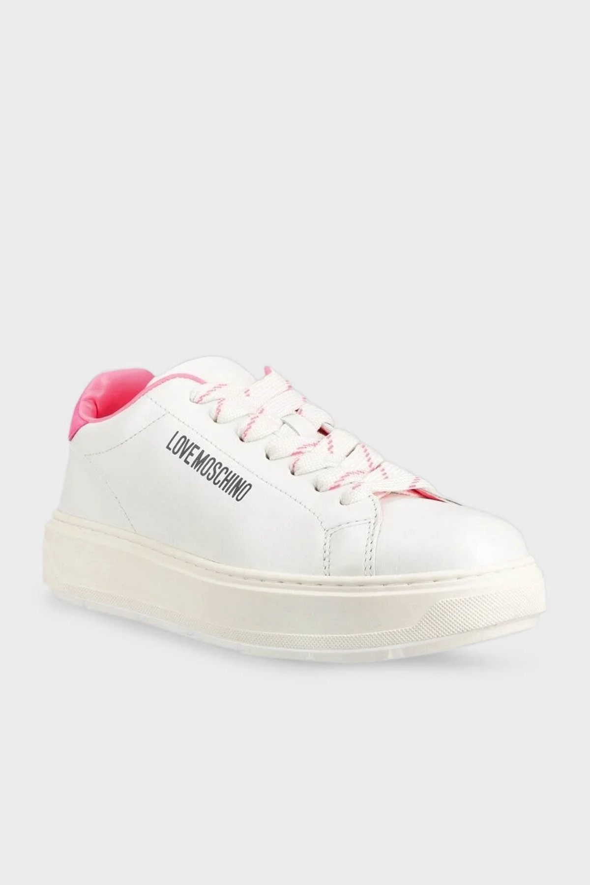 Love Moschino Logolu Deri Sneaker Bayan Ayakkabı JA15374G1GIA410A Beyaz-Fuşya - 4
