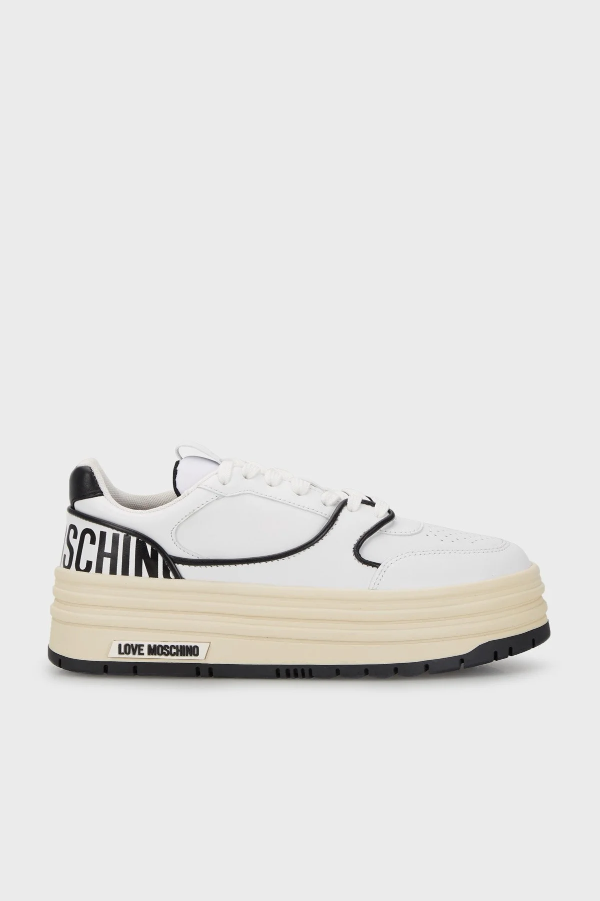Love Moschino Logolu Deri Sneaker Bayan Ayakkabı JA15426G1GIAO10A SİYAH-BEYAZ - 1