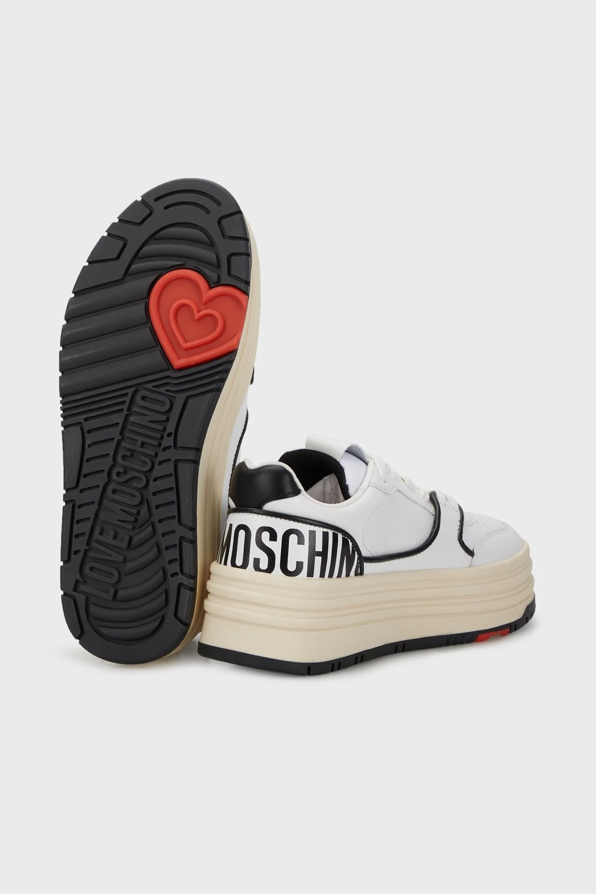 Love Moschino Logolu Deri Sneaker Bayan Ayakkabı JA15426G1GIAO10A SİYAH-BEYAZ - 4