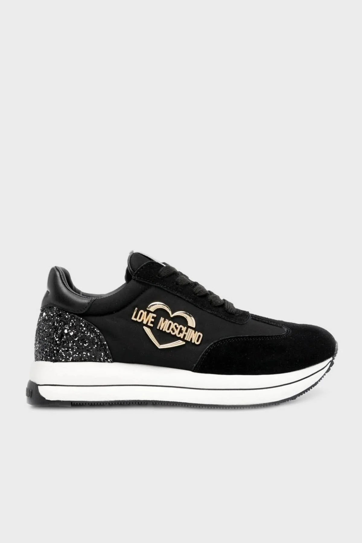 Love Moschino Logolu Deri Süet Sneaker Bayan Ayakkabı JA15074G1IINE00A SİYAH - 1