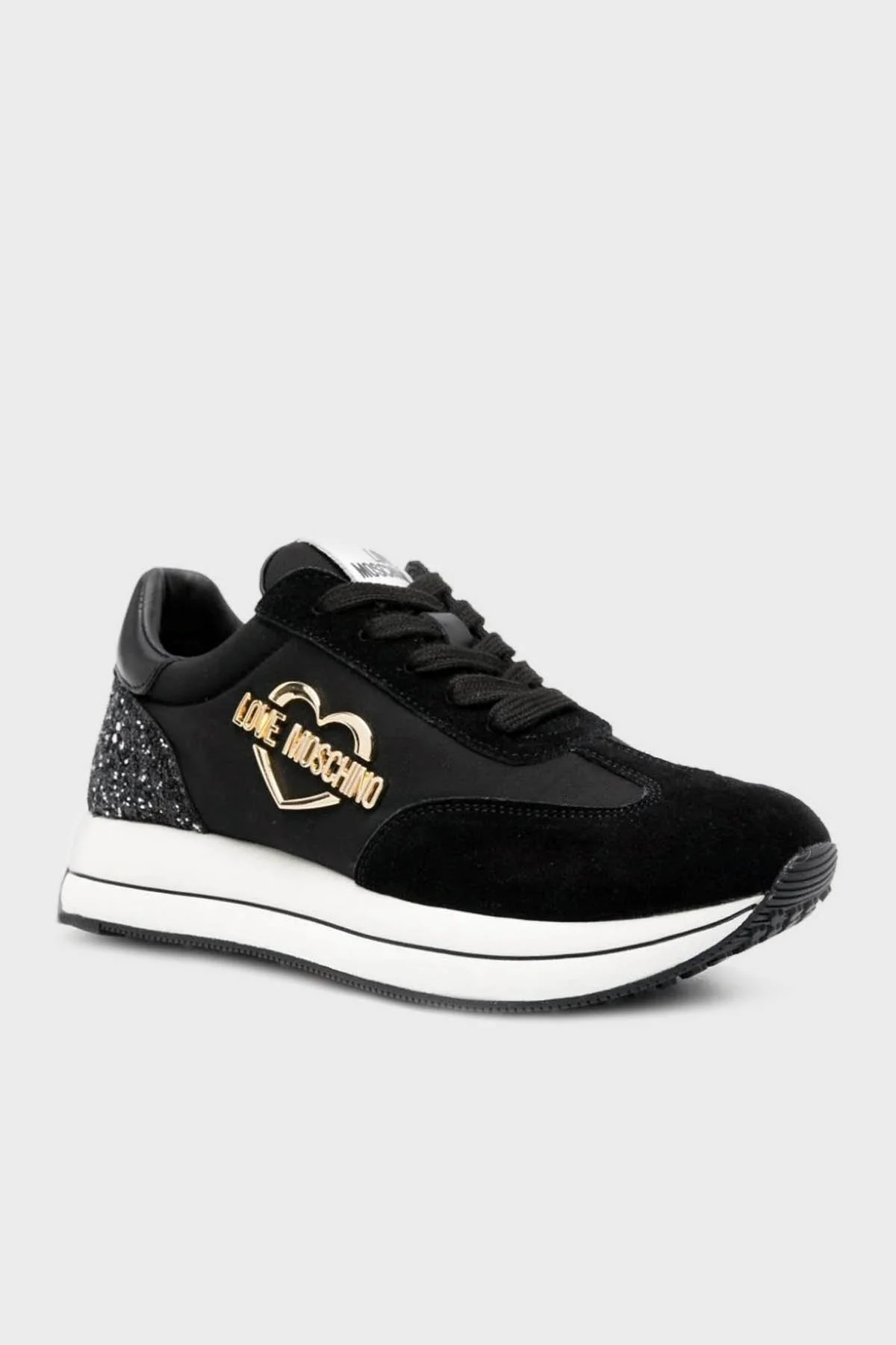 Love Moschino Logolu Deri Süet Sneaker Bayan Ayakkabı JA15074G1IINE00A SİYAH - 3