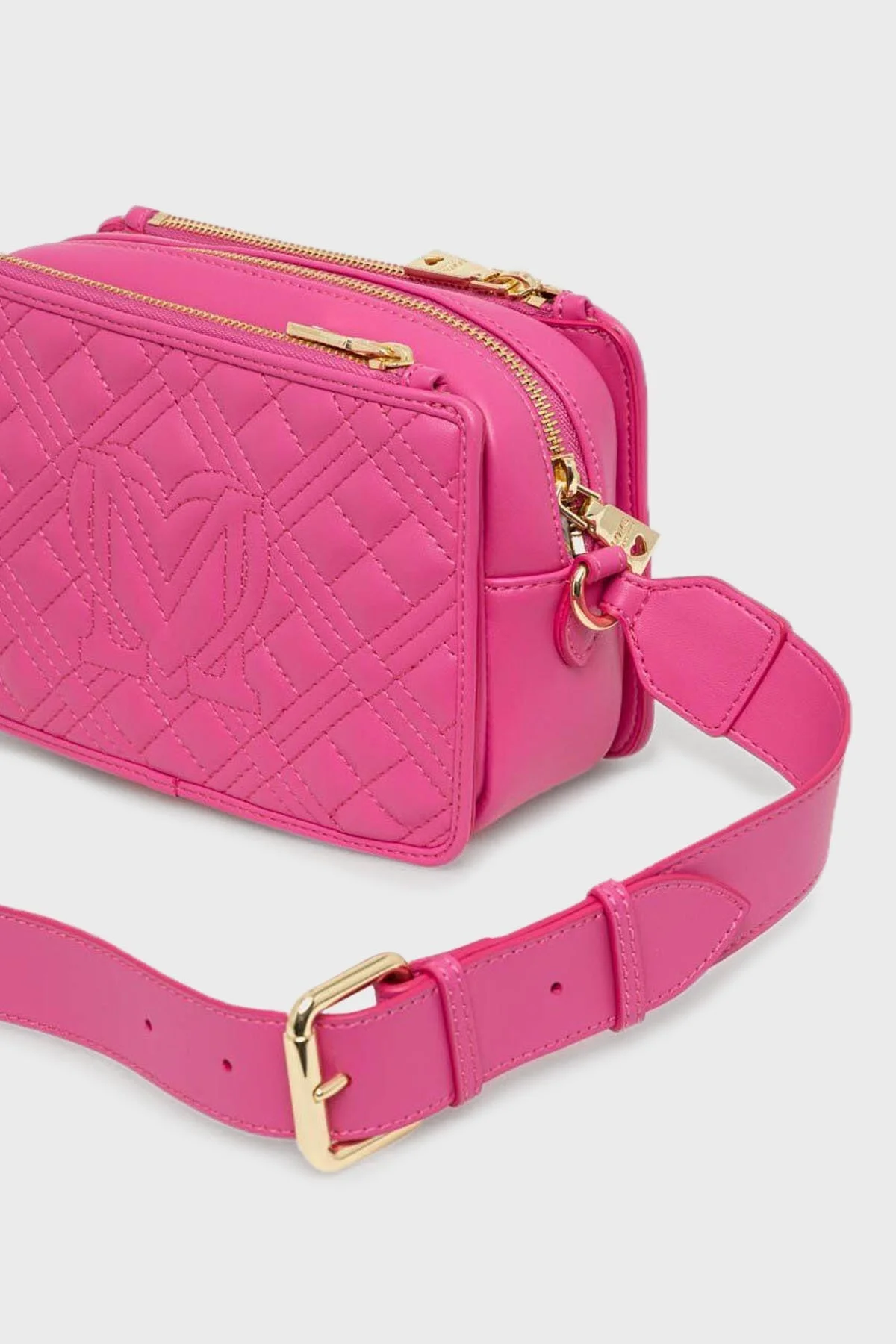 Love Moschino Logolu Fermuarlı Ayarlanabilir Omuz Askılı Kapitone Bayan Çanta JC4254PP0GLA0604 FUŞYA - 3