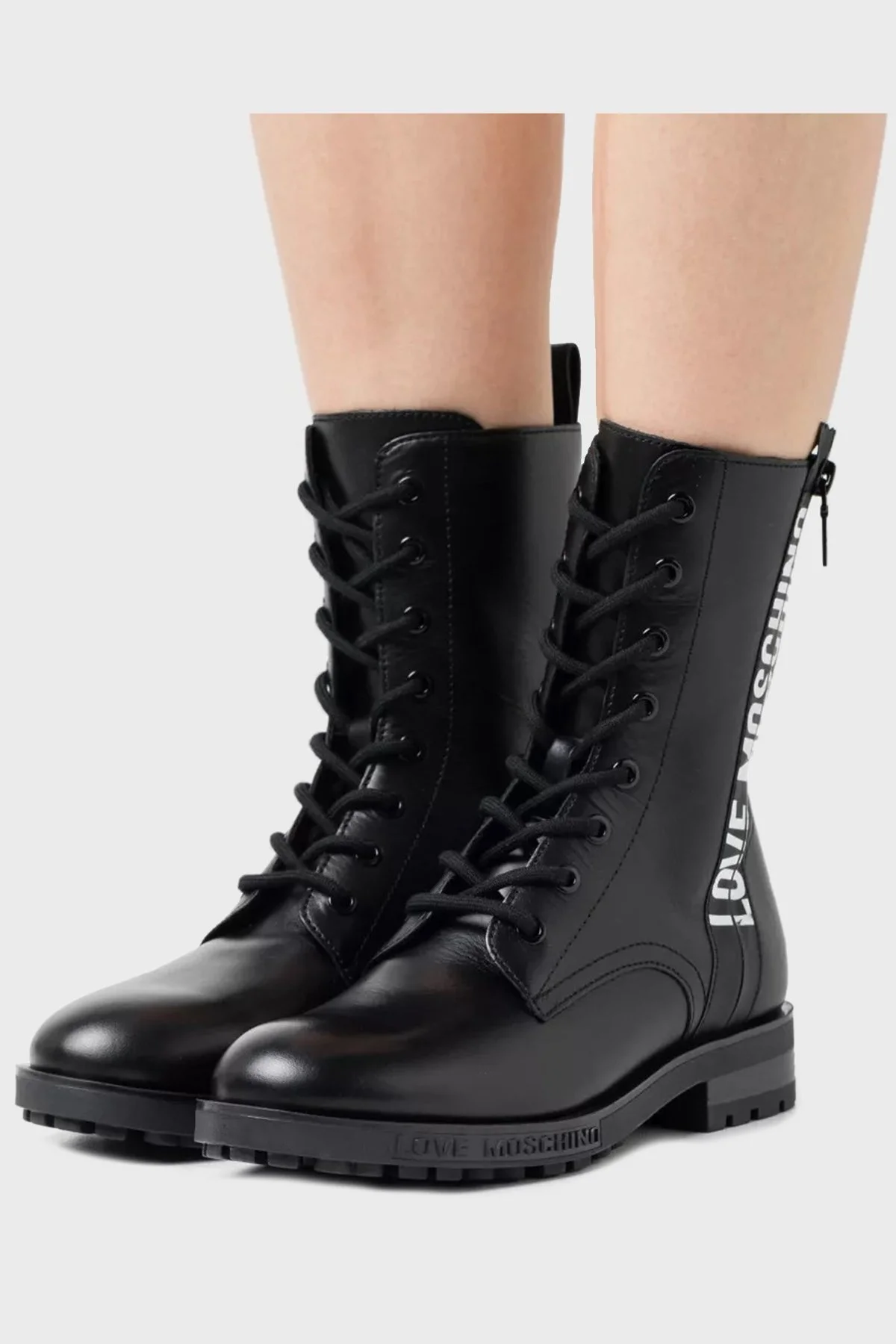 Love Moschino Logolu Fermuarlı Deri Bayan Bot S JA24184G1DIA0000 SİYAH - 3