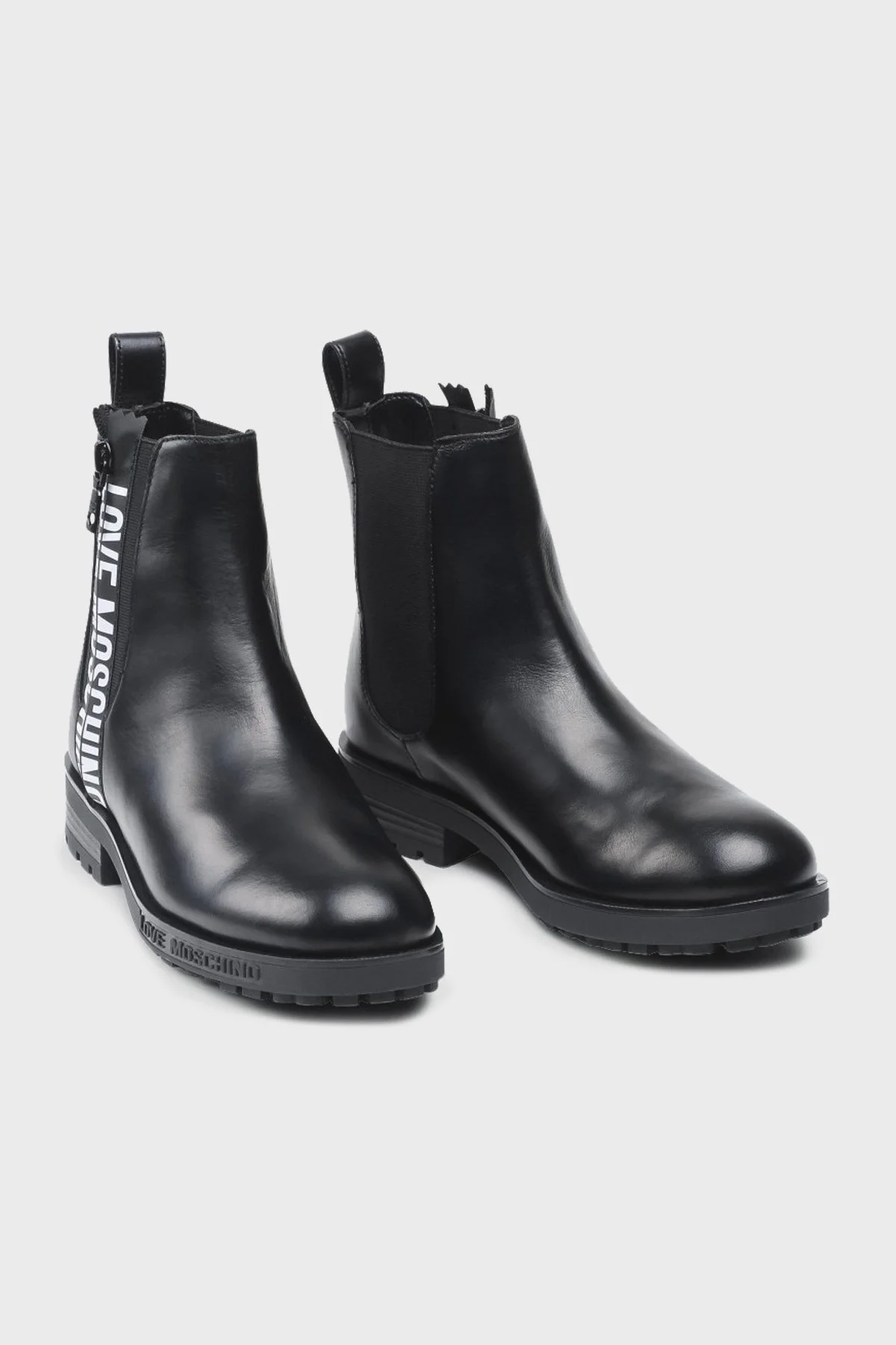 Love Moschino Logolu Fermuarlı Hakiki Deri Bayan Bot S JA21094G1DIA0000 SİYAH - 2