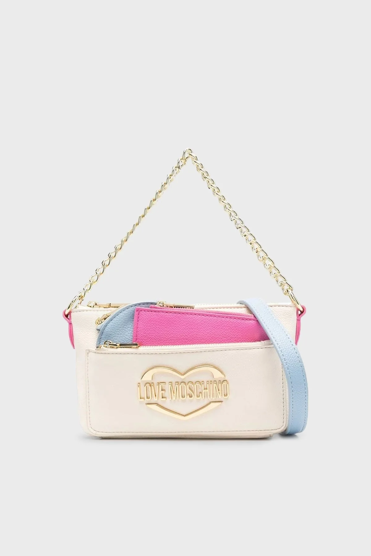 Love Moschino Logolu Fermuarlı Zincir Askılı Bayan Çanta JC4023PP1GLB011A BEJ - 1