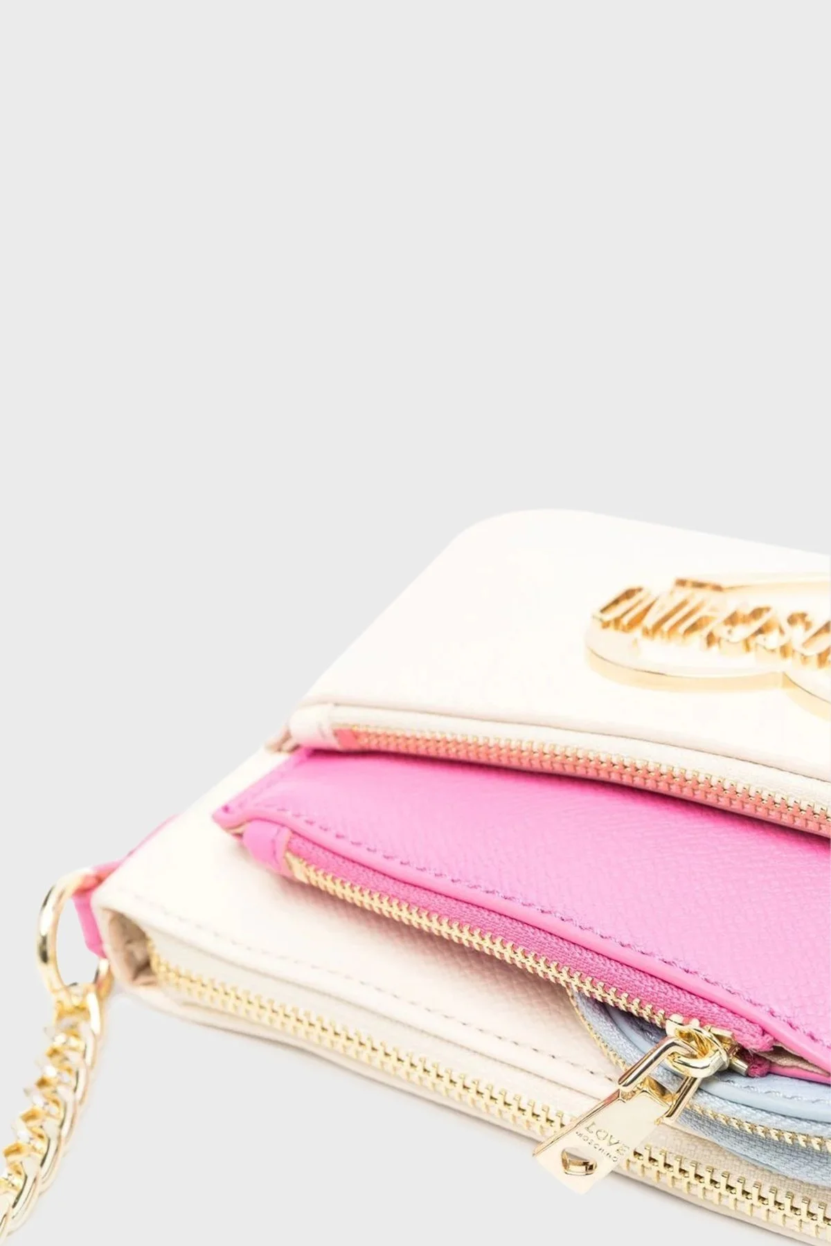 Love Moschino Logolu Fermuarlı Zincir Askılı Bayan Çanta JC4023PP1GLB011A BEJ - 3