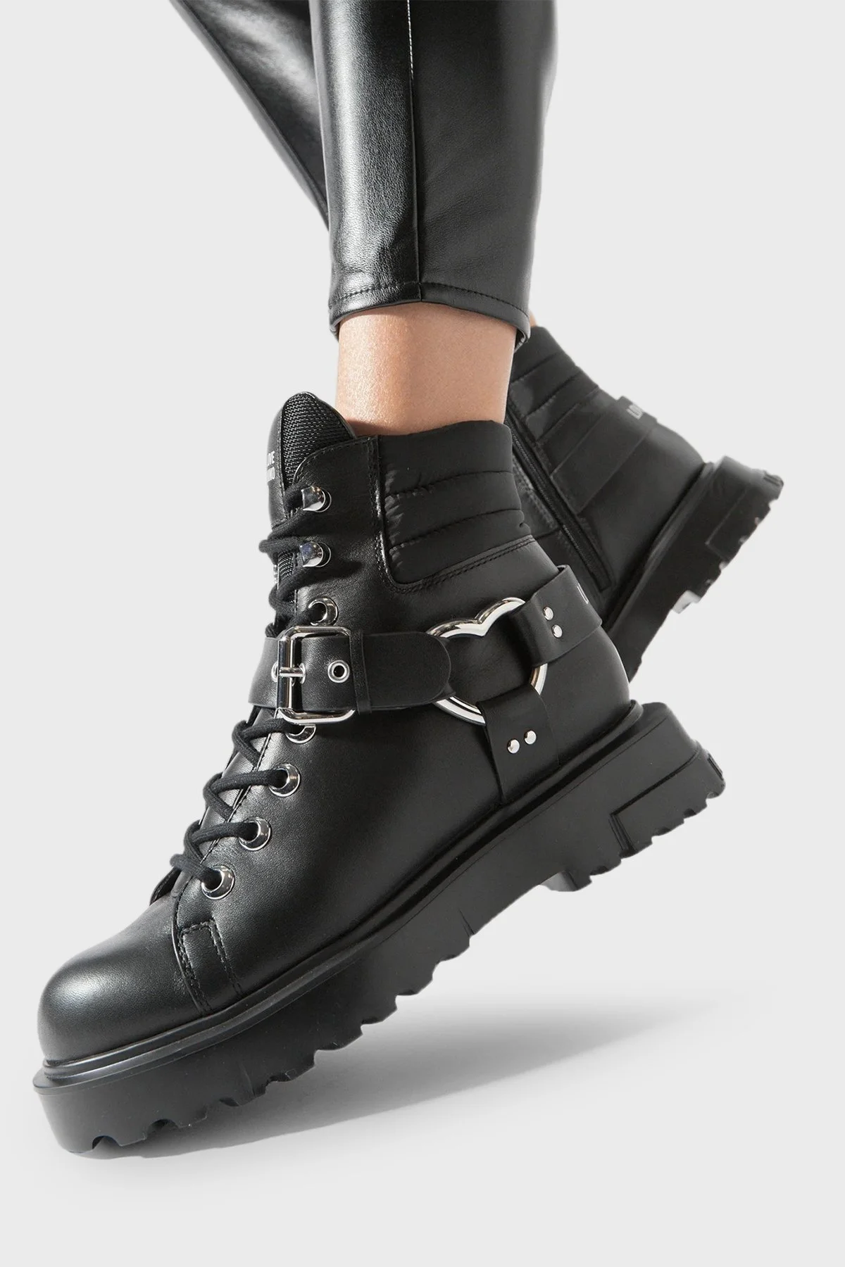 Love Moschino Logolu Hakiki Deri Bayan Bot JA21144G0HIA900A SİYAH - 2