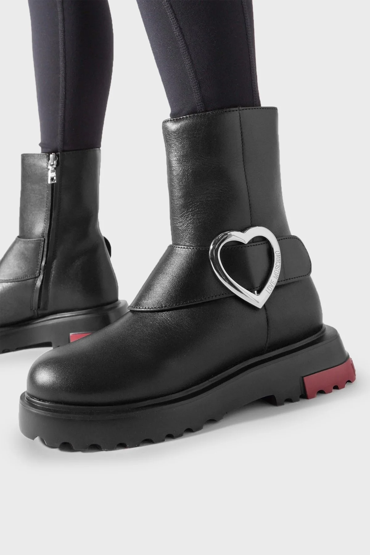 Love Moschino Logolu Hakiki Deri Bayan Bot JA24304G0HIA000A SİYAH - 2