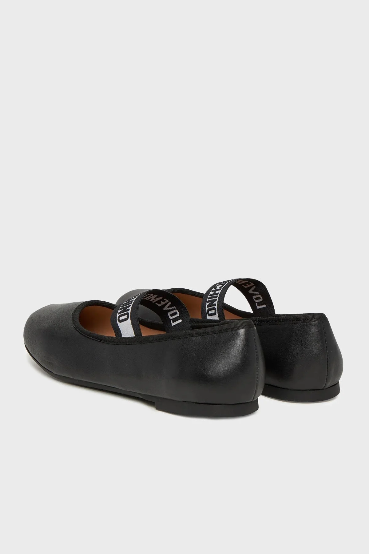 Love Moschino Logolu Hakiki Deri Tek Bantlı Babet Bayan Ayakkabı JA11071G0MIE0000 SİYAH - 4