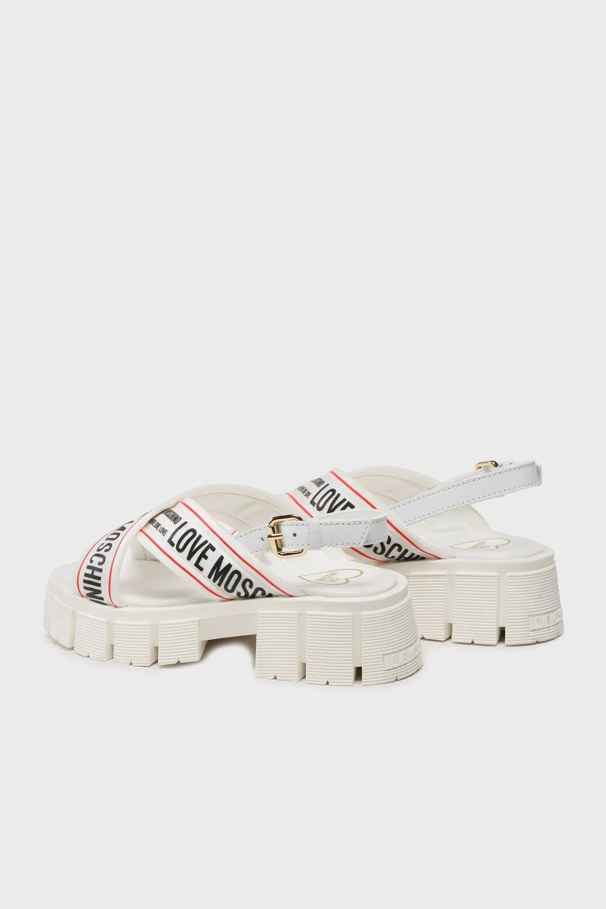 Love Moschino Logolu Kalın Tabanlı Bayan Sandalet JA16186G0GIX210A BEYAZ-PEMBE - 3