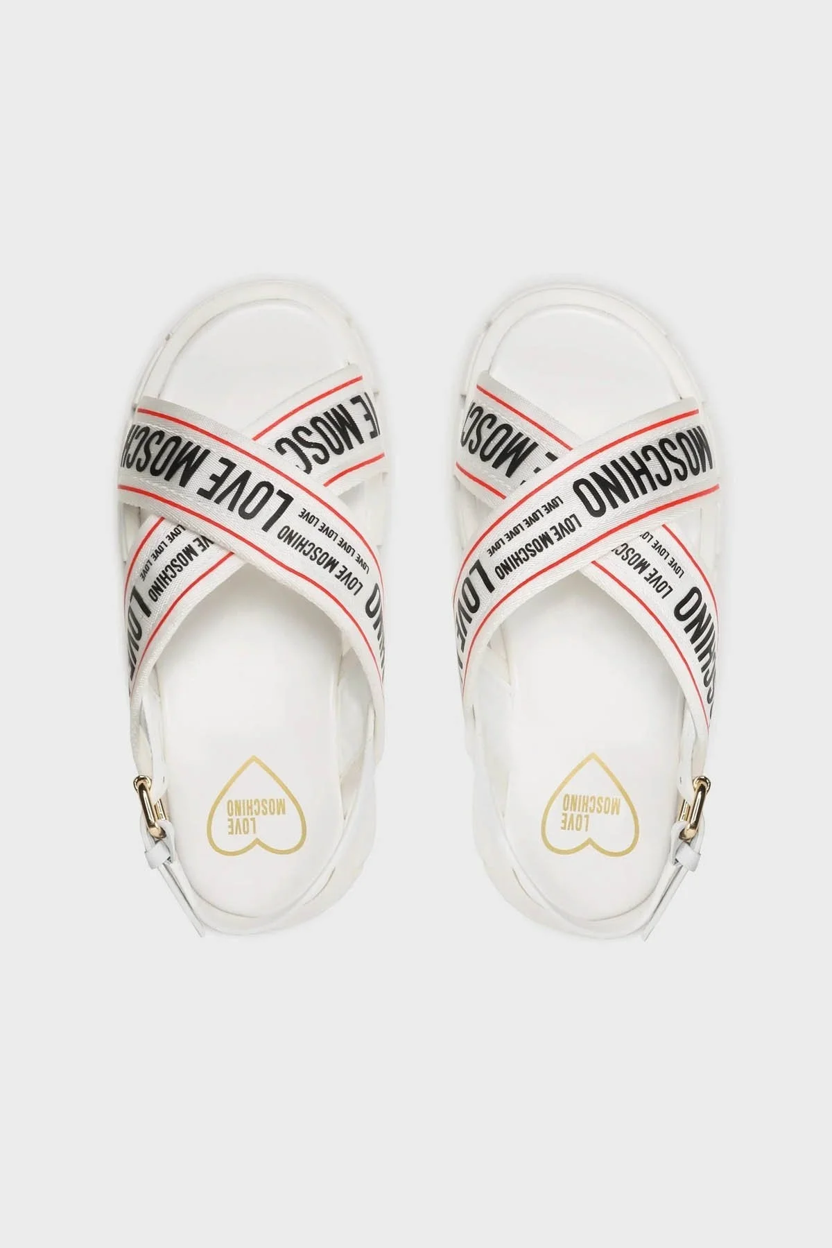 Love Moschino Logolu Kalın Tabanlı Bayan Sandalet JA16186G0GIX210A BEYAZ-PEMBE - 4