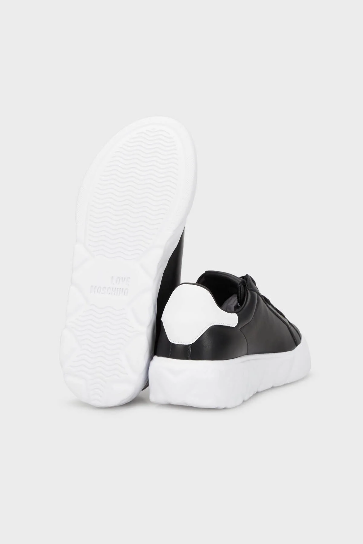 Love Moschino Logolu Kalın Tabanlı Deri Sneaker Bayan Ayakkabı JA15034G1IIA100A SİYAH - 4