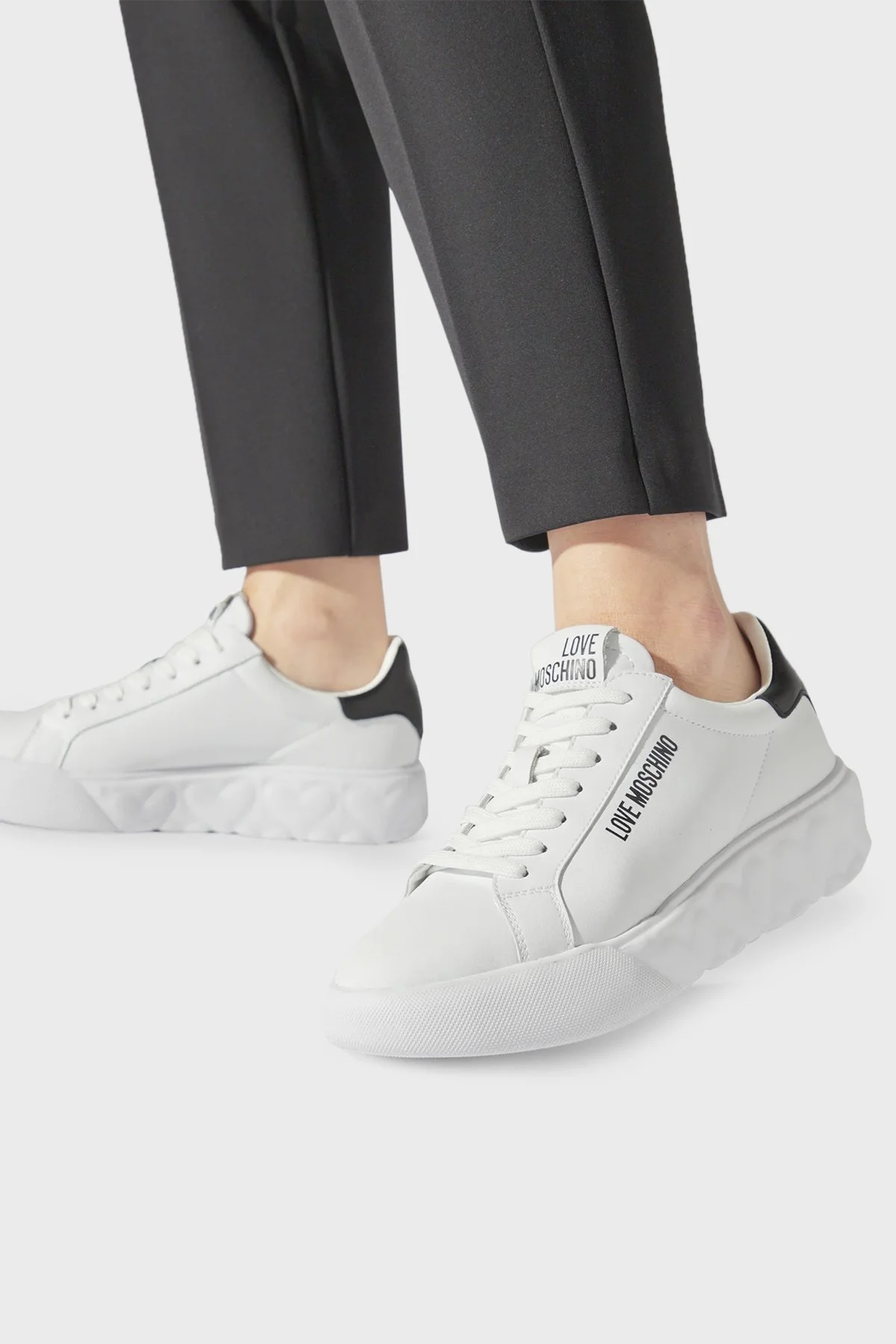 Love Moschino Logolu Kalın Tabanlı Deri Sneaker Bayan Ayakkabı JA15034G1IIA110A BEYAZ - 2