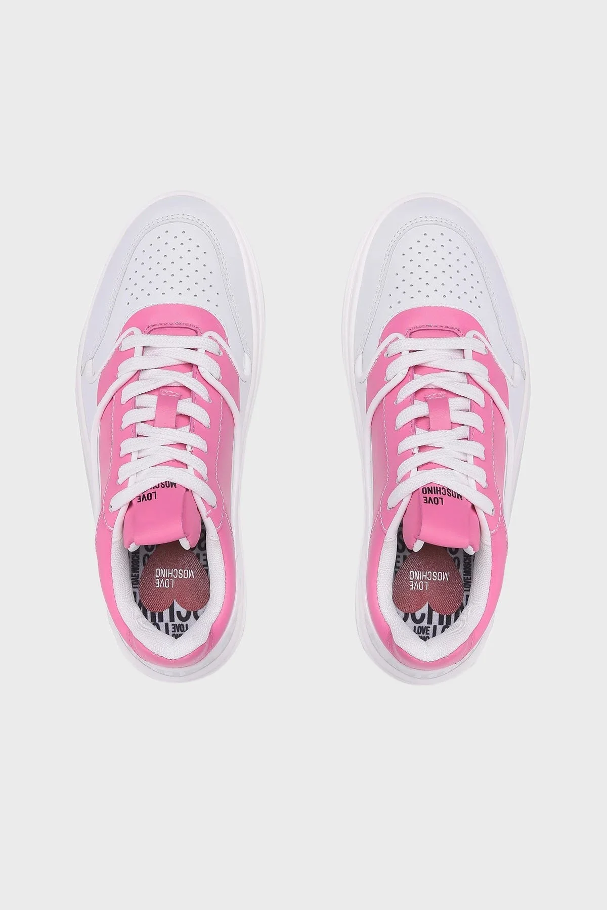 Love Moschino Logolu Kalın Tabanlı Deri Sneaker Bayan Ayakkabı JA15436G1GIAP10A Beyaz-Fuşya - 5