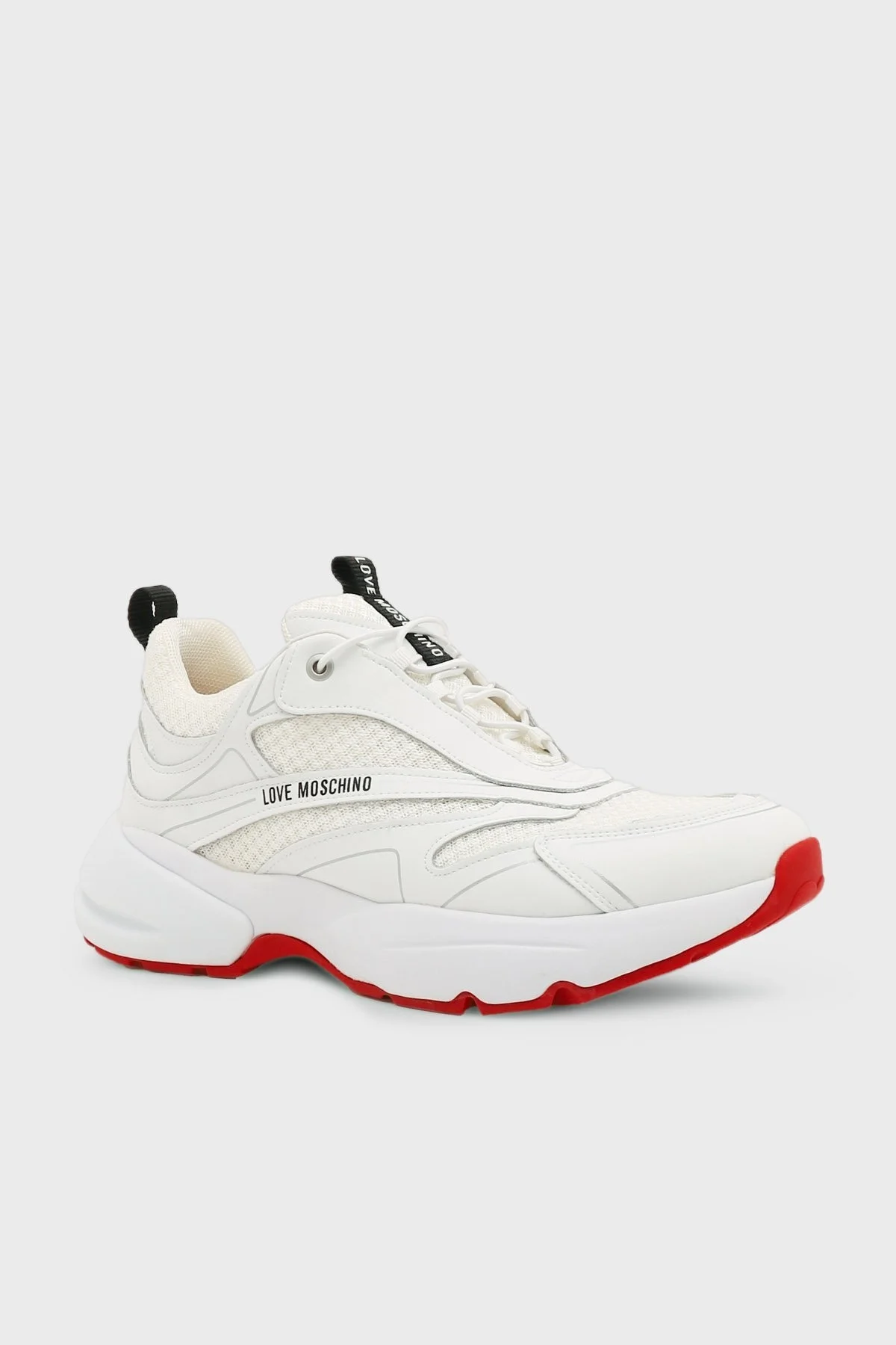 Love Moschino Logolu Kalın Tabanlı Hakiki Deri Sneaker Bayan Ayakkabı JA15025G1GIQ310A BEYAZ-BEJ - 1