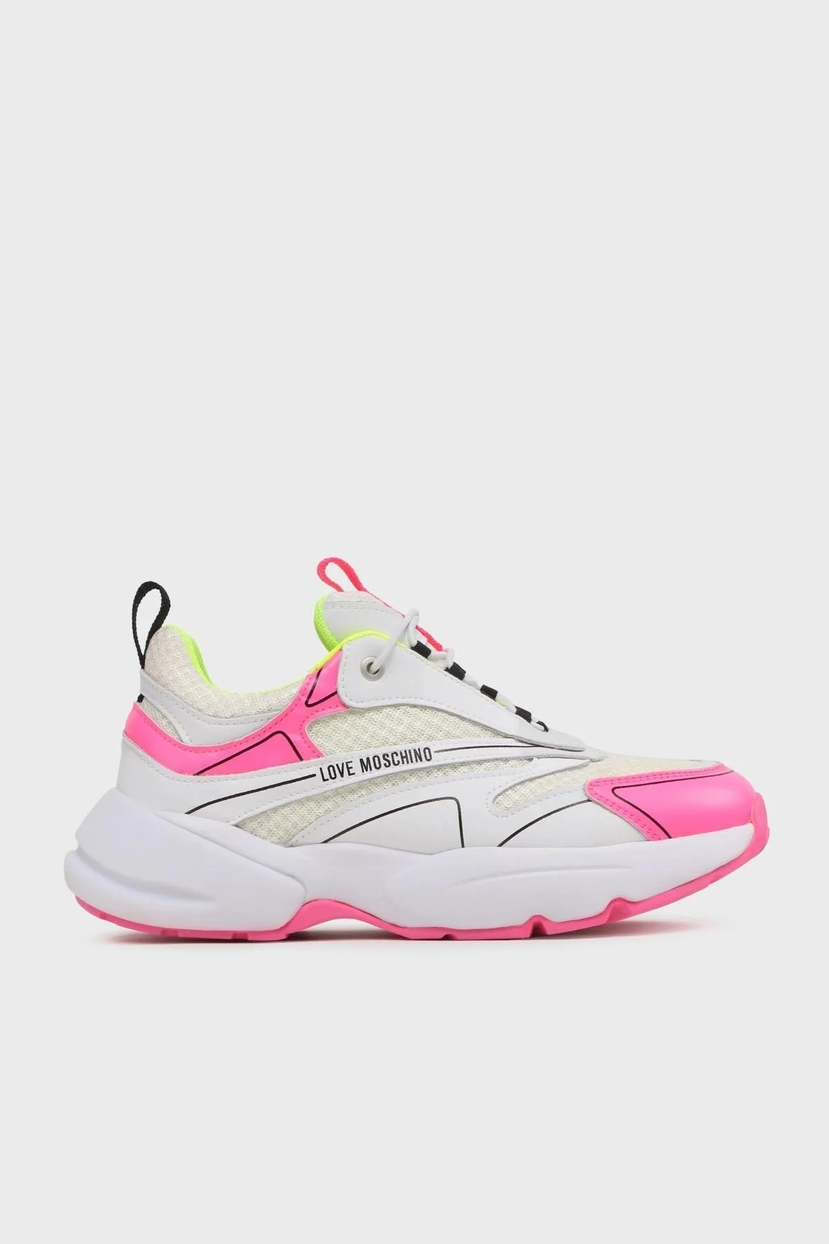 Love Moschino Logolu Kalın Tabanlı Hakiki Deri Sneaker Bayan Ayakkabı JA15025G1GIQ510B Beyaz-Fuşya - 1