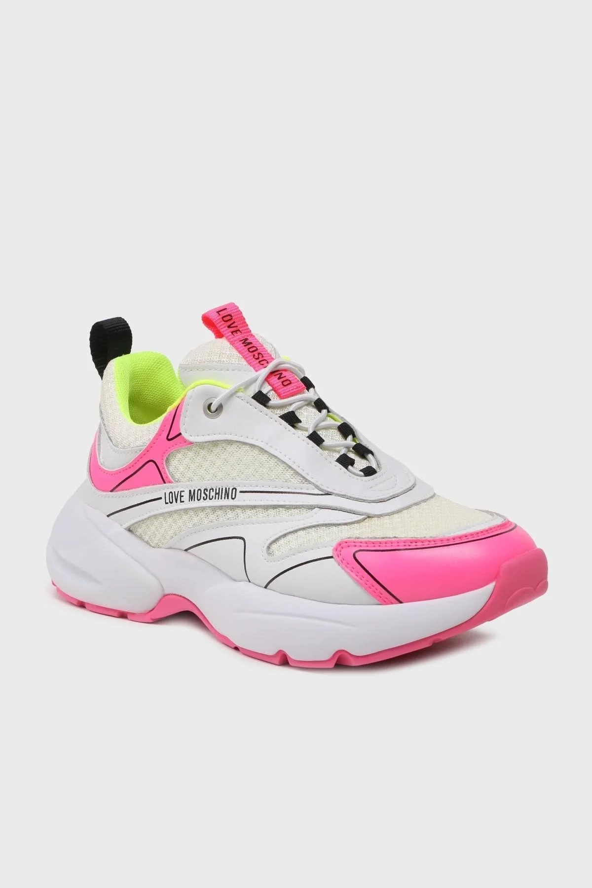 Love Moschino Logolu Kalın Tabanlı Hakiki Deri Sneaker Bayan Ayakkabı JA15025G1GIQ510B Beyaz-Fuşya - 2