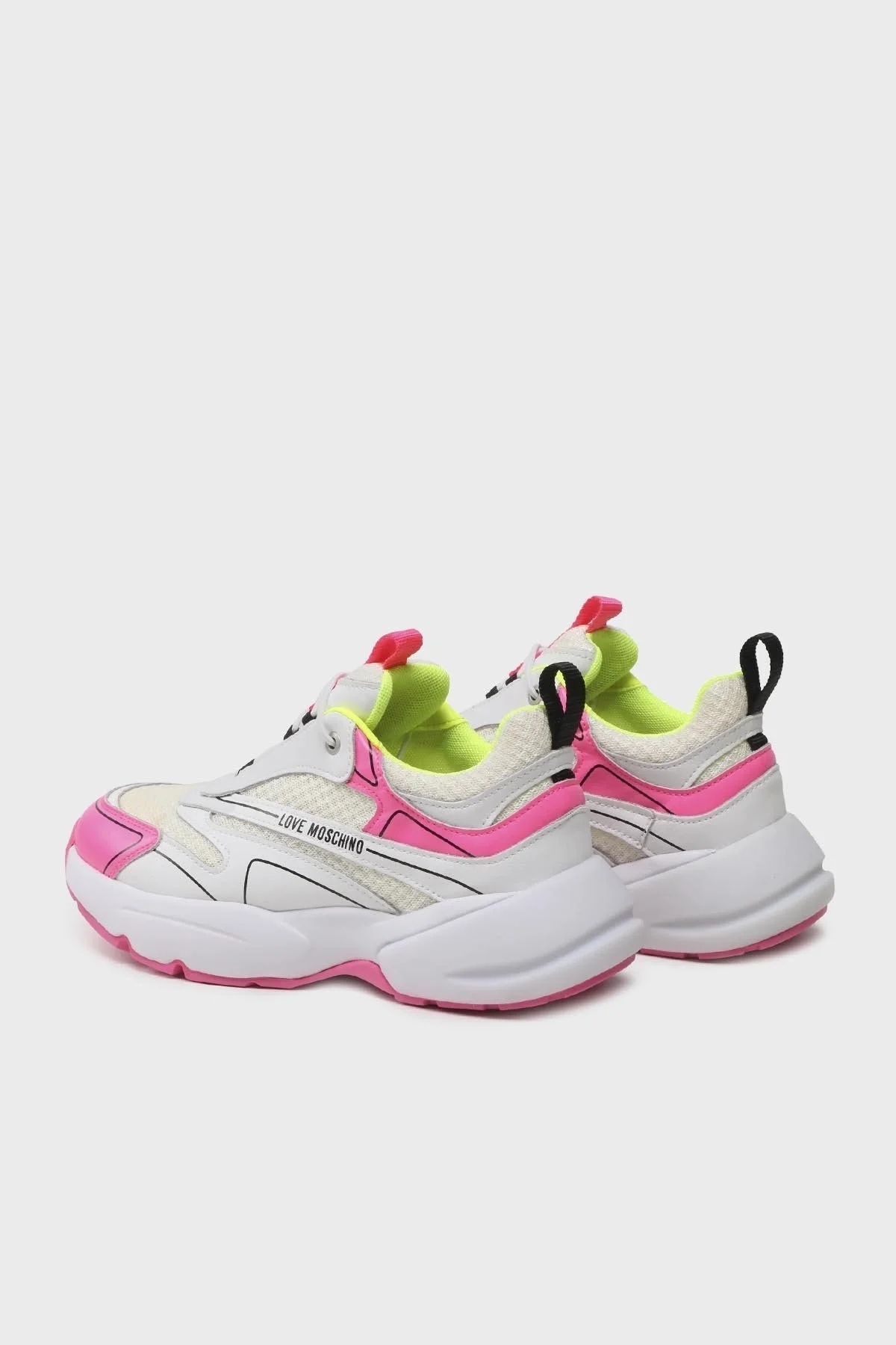 Love Moschino Logolu Kalın Tabanlı Hakiki Deri Sneaker Bayan Ayakkabı JA15025G1GIQ510B Beyaz-Fuşya - 3