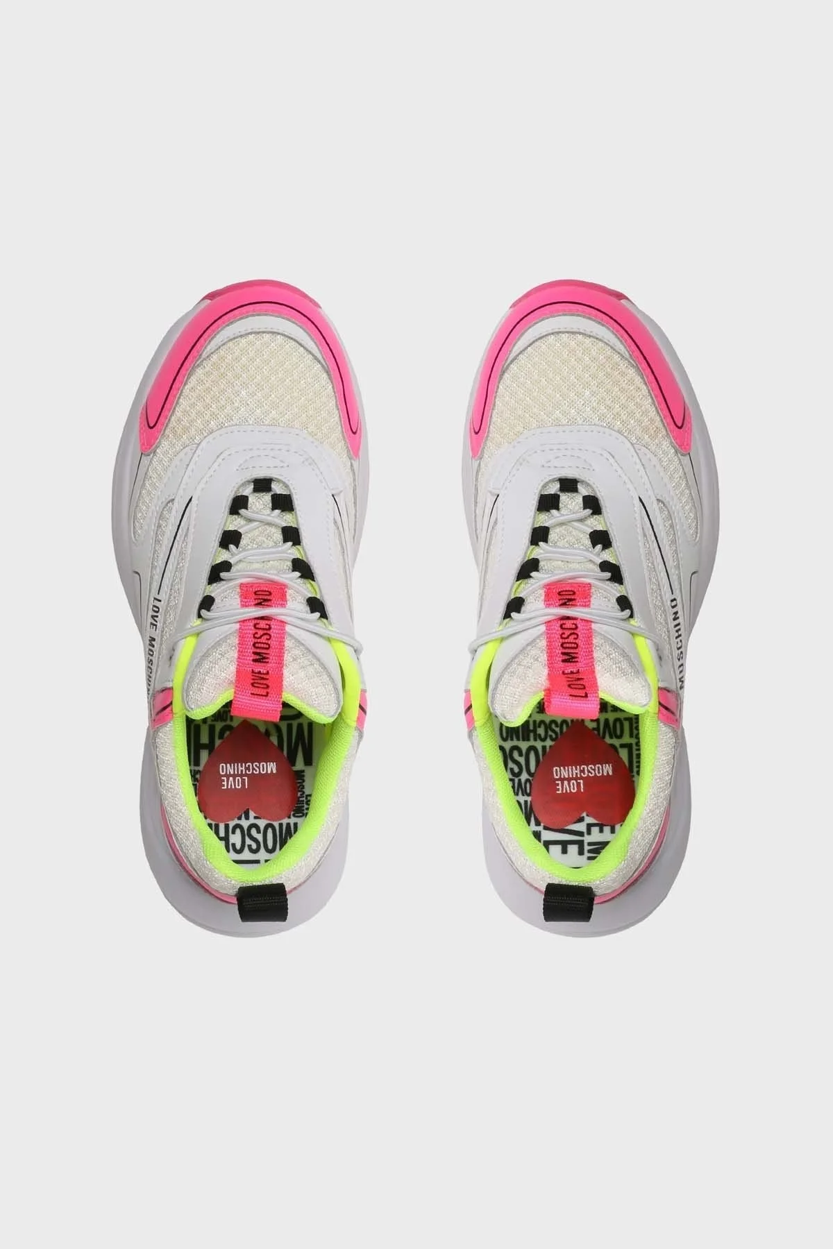 Love Moschino Logolu Kalın Tabanlı Hakiki Deri Sneaker Bayan Ayakkabı JA15025G1GIQ510B Beyaz-Fuşya - 4