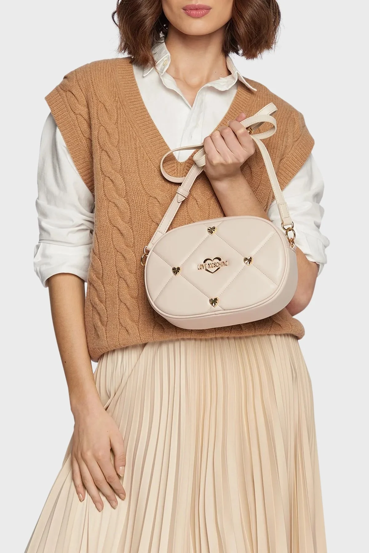 Love Moschino Logolu Kapitone Bayan Çanta JC4085PP1GLZ0110 BEJ - 2