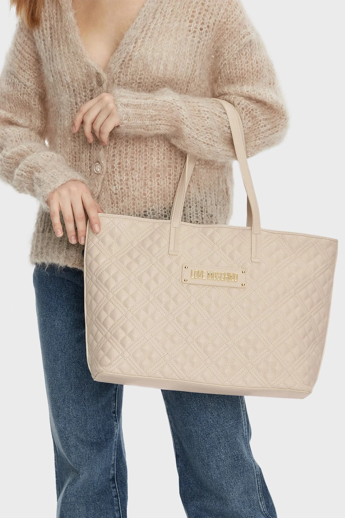 Love Moschino Logolu Kapitone Bayan Çanta JC4166PP0ILA0110 TAŞ - 2