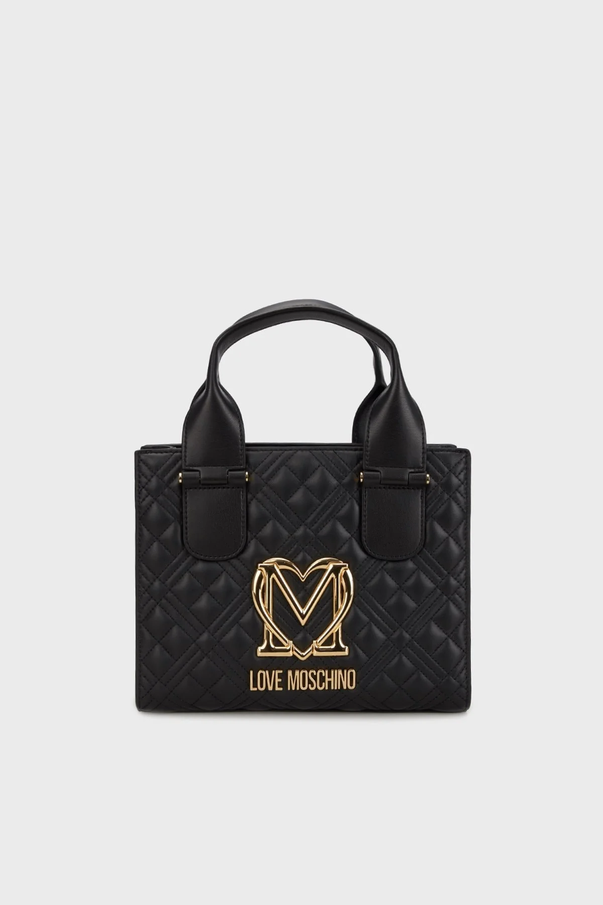 Love Moschino Logolu Kapitone Dokulu Çıkarılabilir Askılı Bayan Çanta JC4303PP0MK1200A SİYAH - 4
