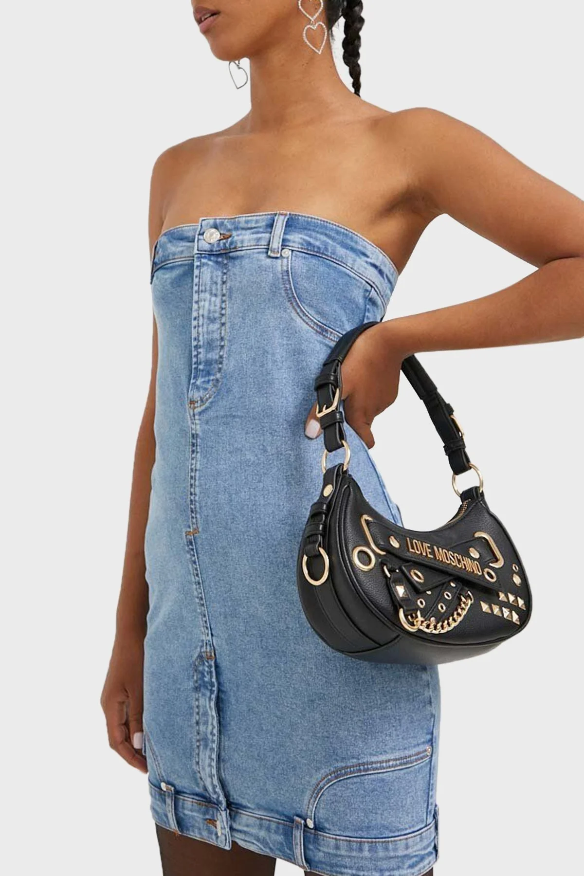Love Moschino Logolu Metal Detaylı Ayarlanabilir Omuz Askılı Bayan Çanta JC4092PP1HLO0000 SİYAH - 2