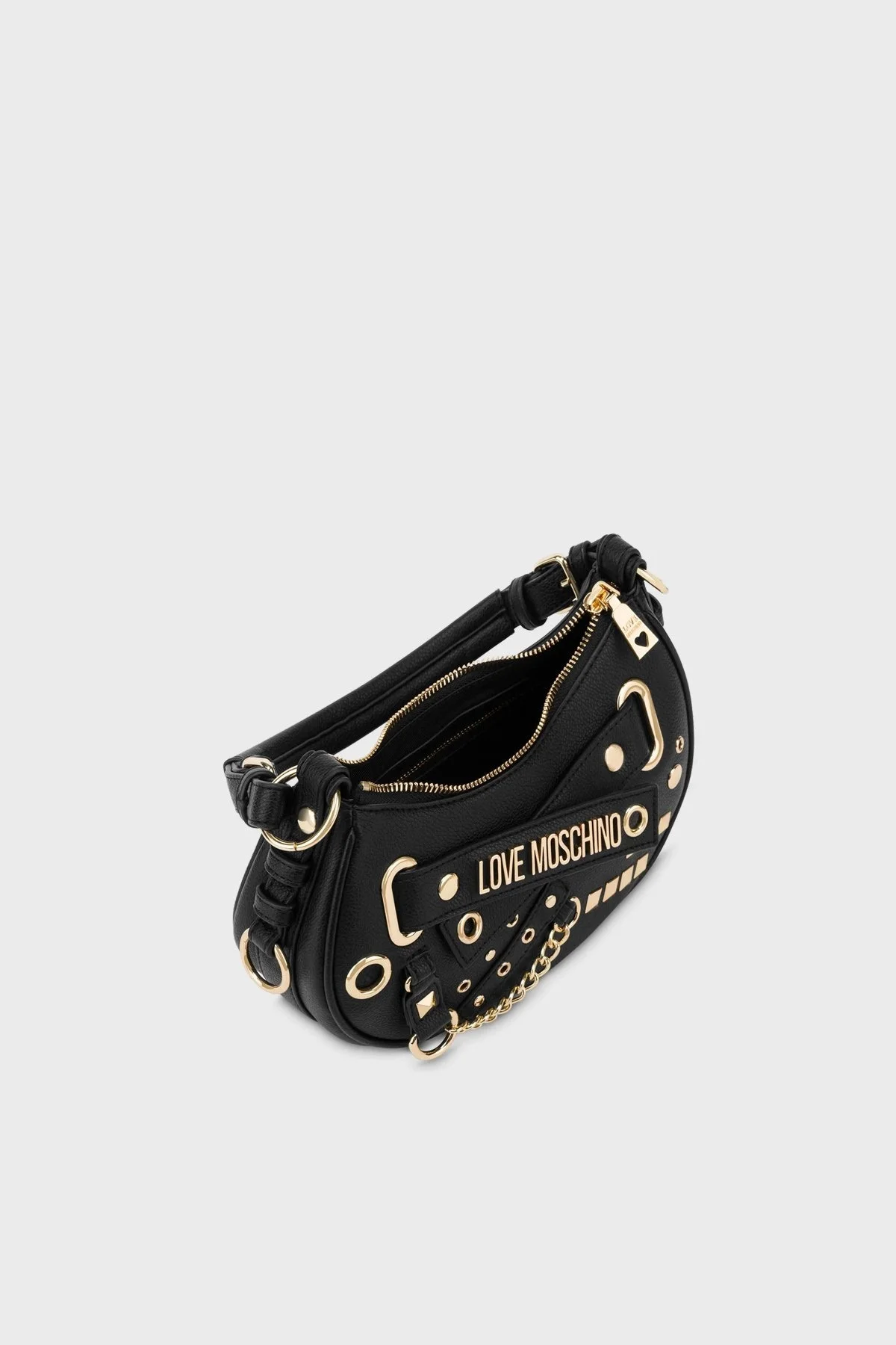 Love Moschino Logolu Metal Detaylı Ayarlanabilir Omuz Askılı Bayan Çanta JC4092PP1HLO0000 SİYAH - 3