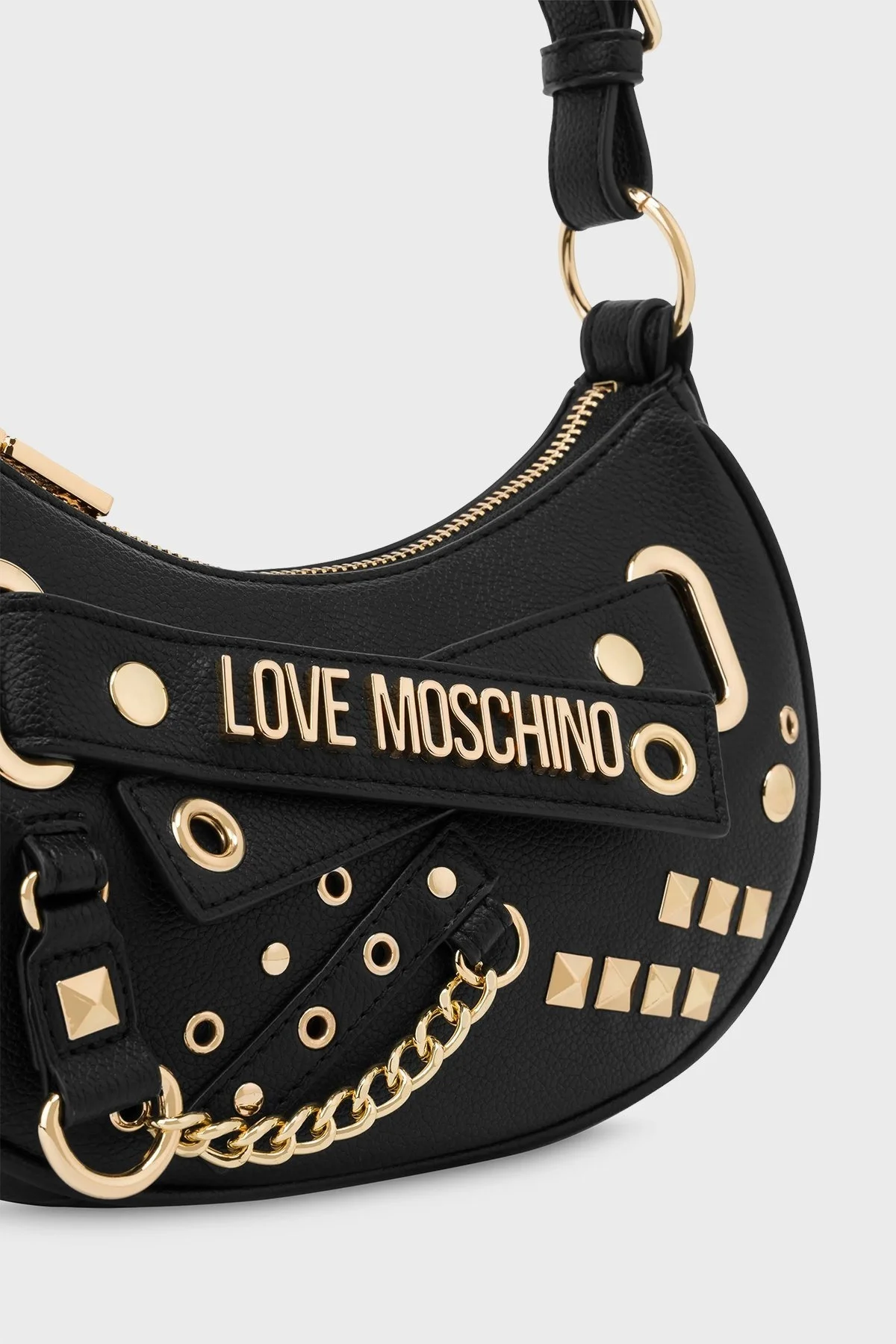 Love Moschino Logolu Metal Detaylı Ayarlanabilir Omuz Askılı Bayan Çanta JC4092PP1HLO0000 SİYAH - 4