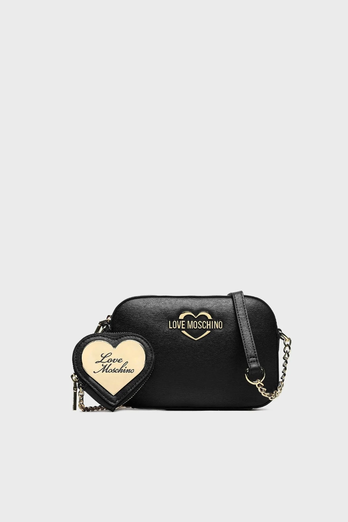 Love Moschino Logolu Mini Cüzdanlı Zincir Askılı Hakiki Deri Bayan Çanta JC4071PP1HLD0000 SİYAH - 1