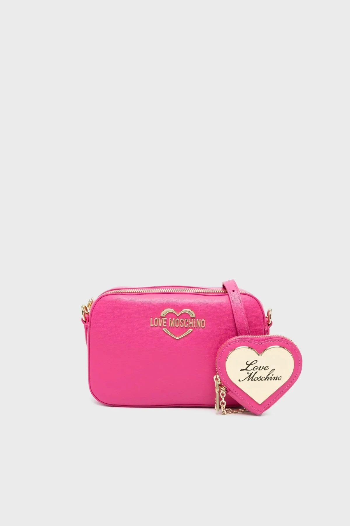 Love Moschino Logolu Mini Cüzdanlı Zincir Askılı Hakiki Deri Bayan Çanta JC4071PP1HLD0615 FUŞYA - 1