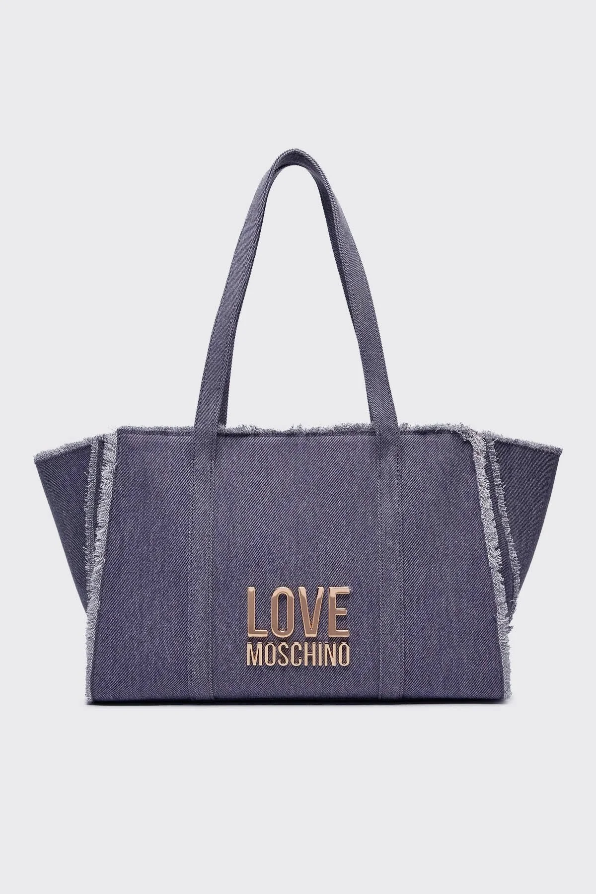Love Moschino Logolu Omuz Askılı Denim Bayan Çanta JC4320PP0IKQ0765 MAVİ - 1