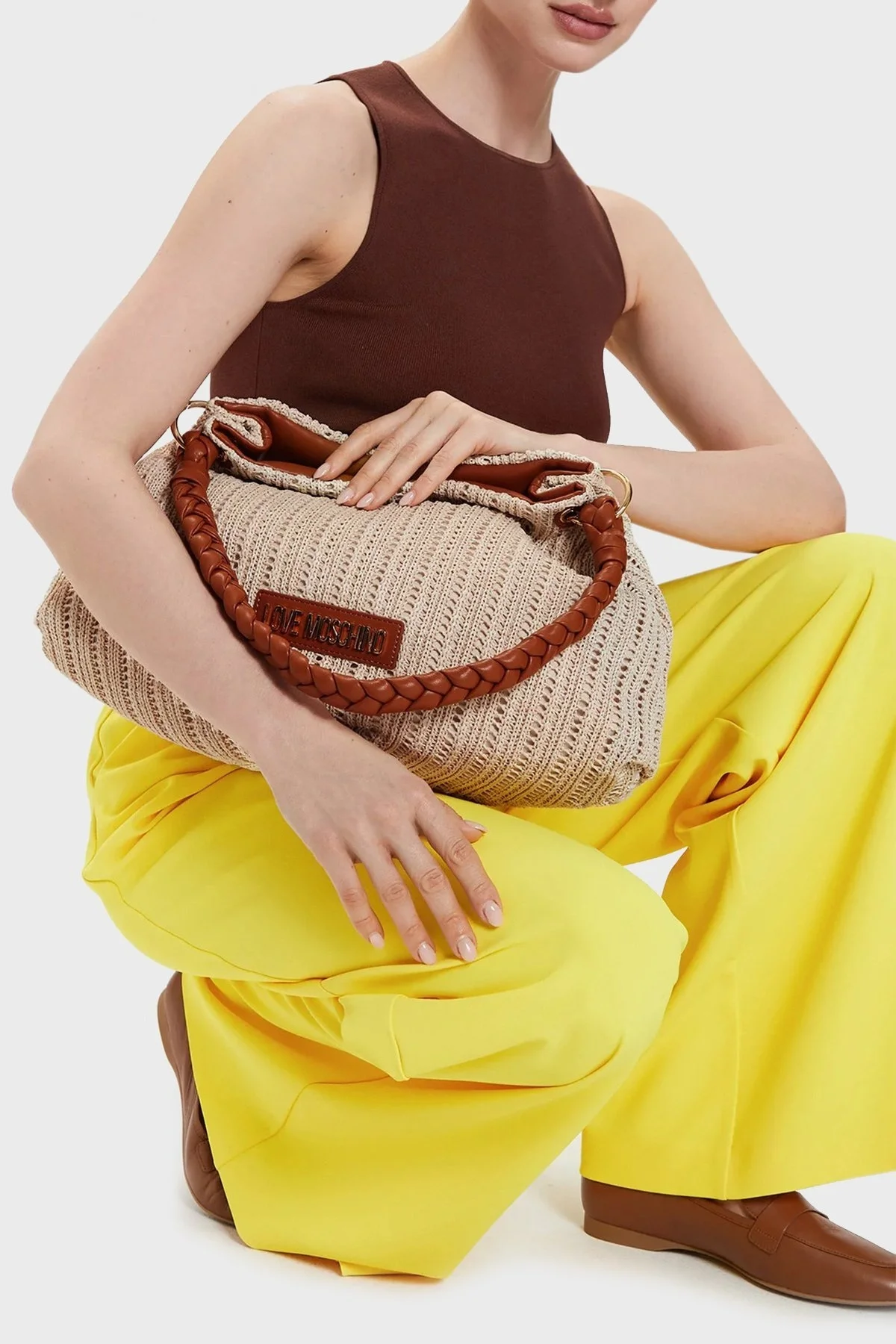 Love Moschino Logolu Örgülü Omuz Askılı Bayan Çanta JC4315PP0IKP110A BEJ - 2