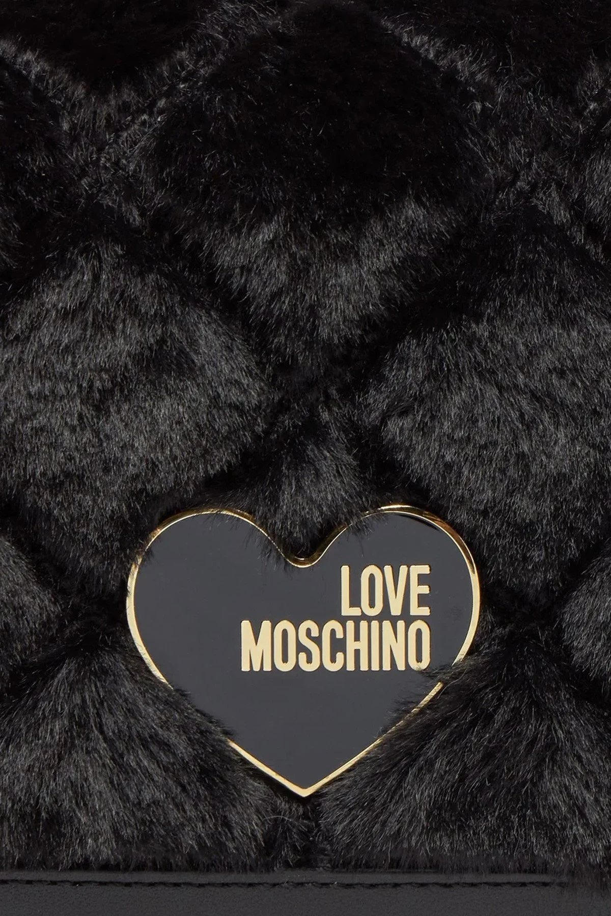 Love Moschino Logolu Peluş Detaylı Zincir Askılı Bayan Çanta JC4295PP0HKU100A SİYAH - 5