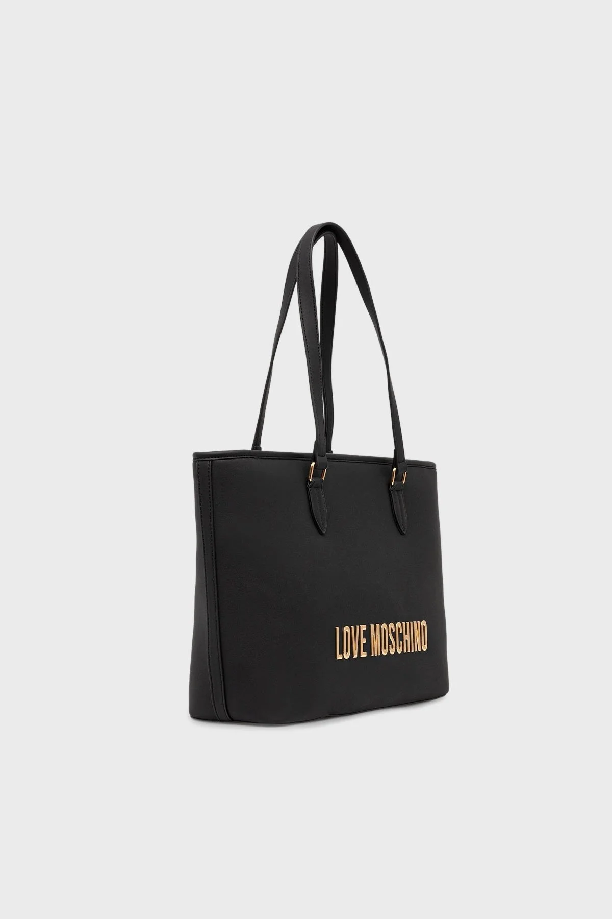 Love Moschino Logolu Sabit Çift Tutma Saplı Büyük Bayan Çanta JC4190PP1NKD0000 SİYAH - 2
