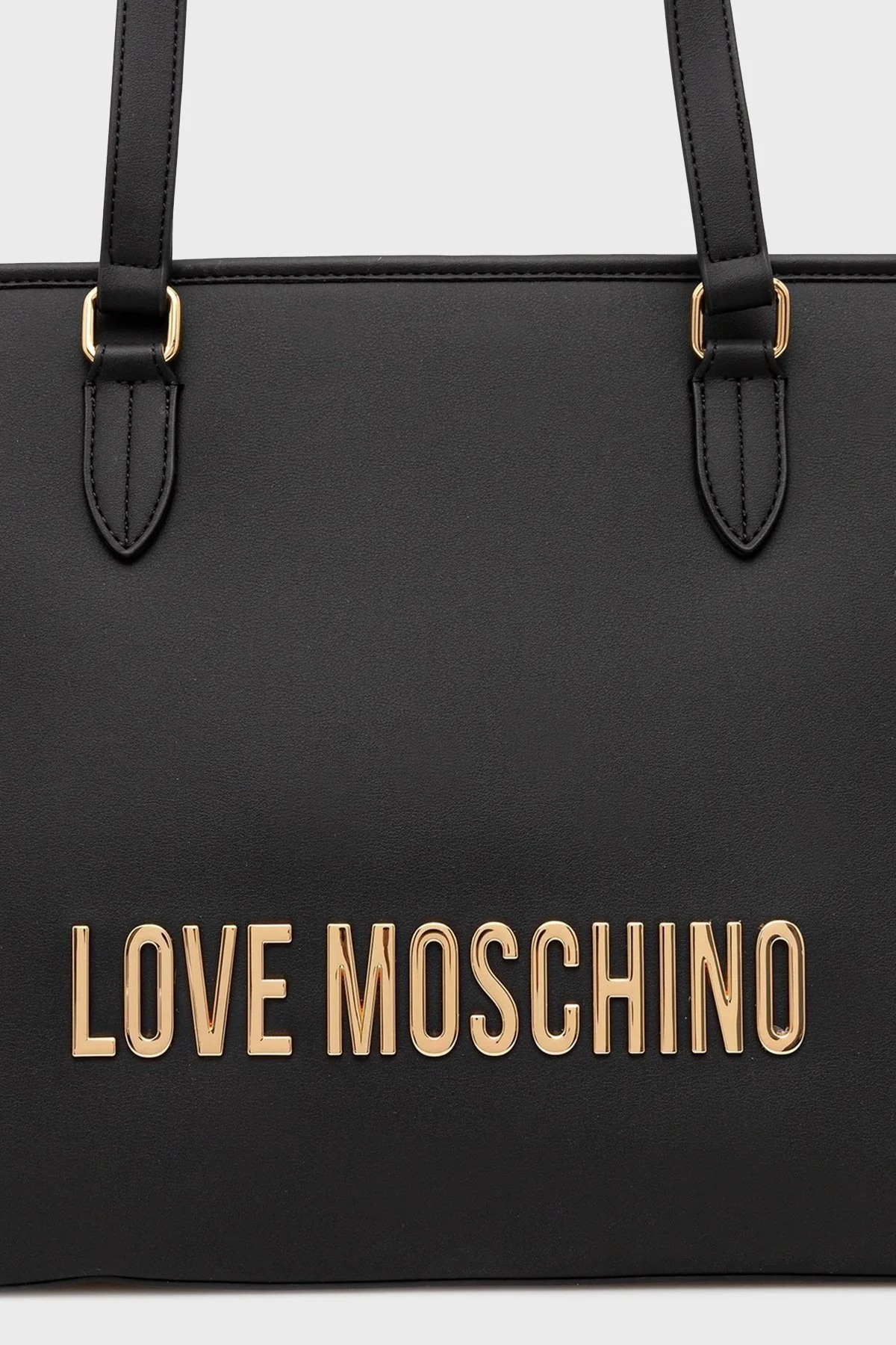 Love Moschino Logolu Sabit Çift Tutma Saplı Büyük Bayan Çanta JC4190PP1NKD0000 SİYAH - 4