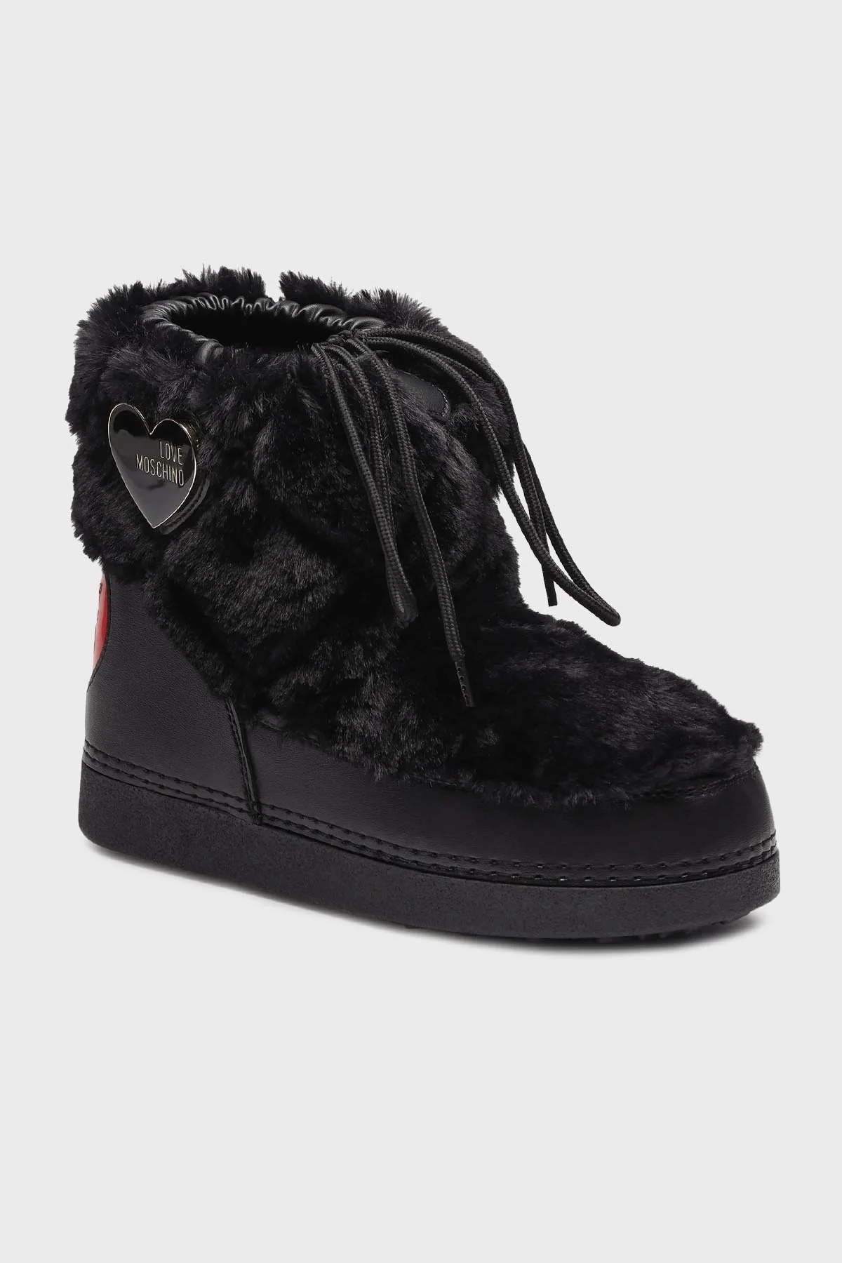 Love Moschino Logolu Suni Kürklü Su Geçirmez Yalıtımlı Bayan Kar Botu JA24232G0HJW0000 SİYAH - 6